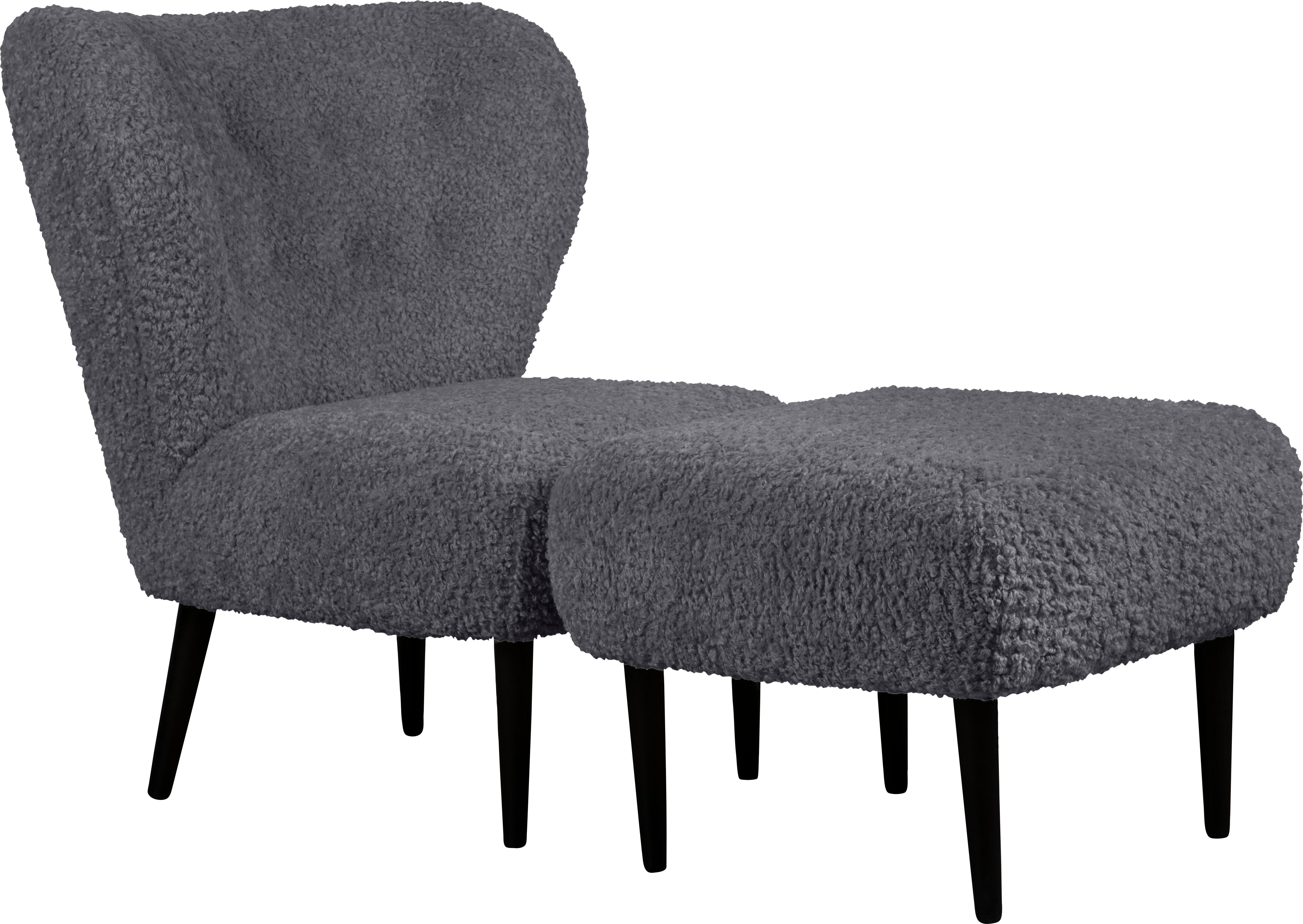 LeGer Home by Lena Gercke Fauteuil Dinah Knoopdetails op de achterkant, naar keuze met of zonder poef/voetenbank