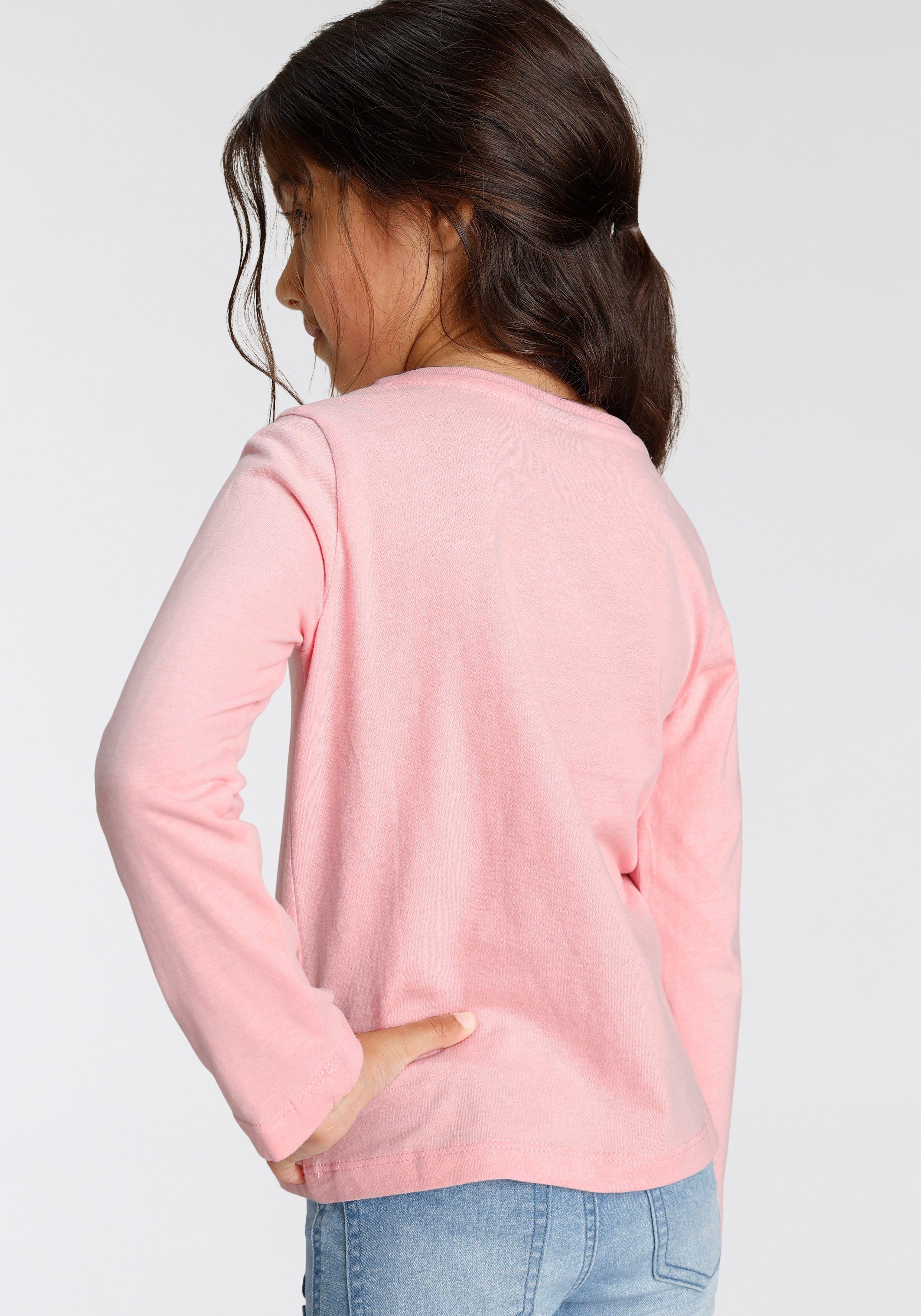 KIDSWORLD Shirt met lange mouwen Eenhoorn op skateschoenen Lange mouwen, basic pasvorm, met stijlvolle print en glinsterende print