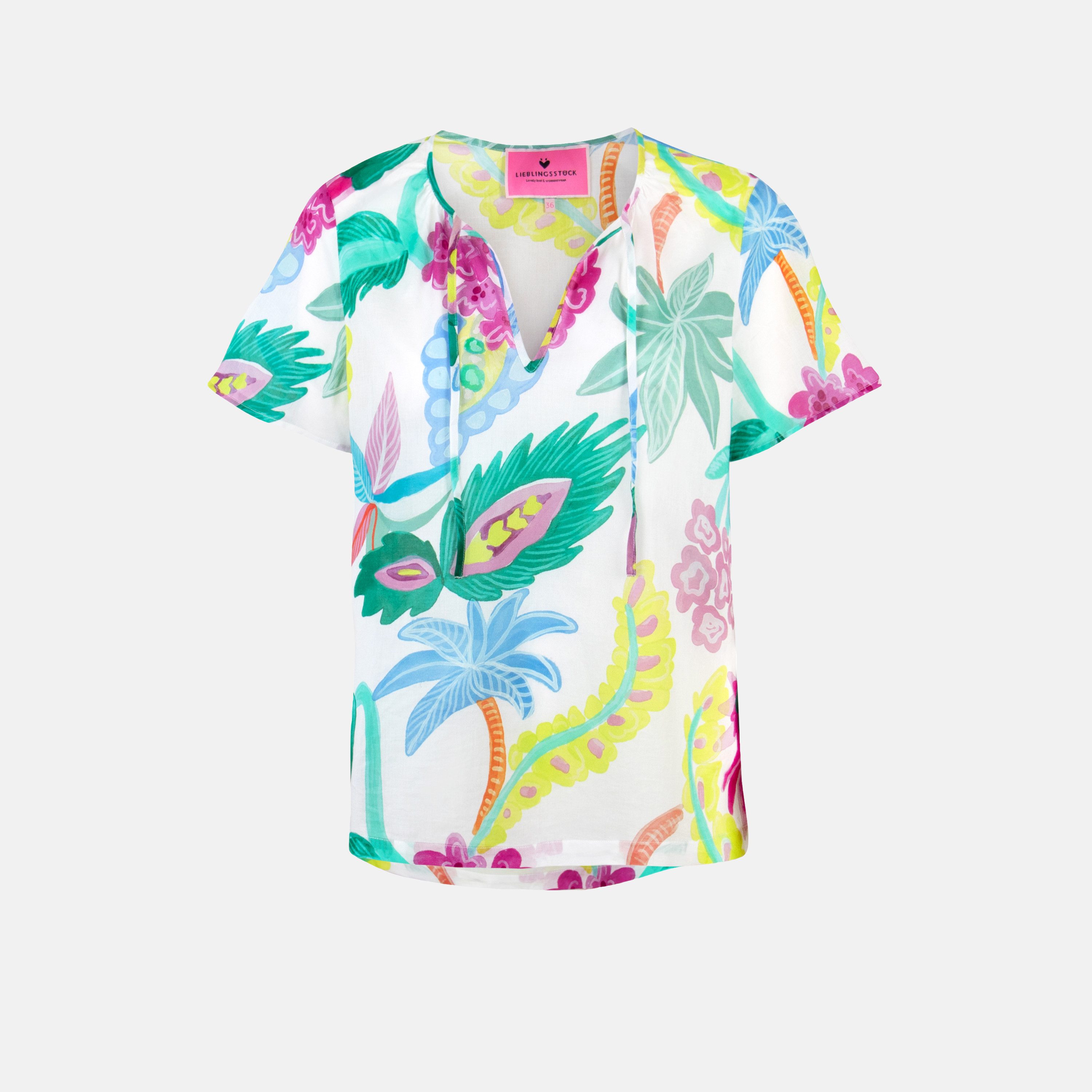 Lieblingsstück Blouse zonder sluiting met tropical-print