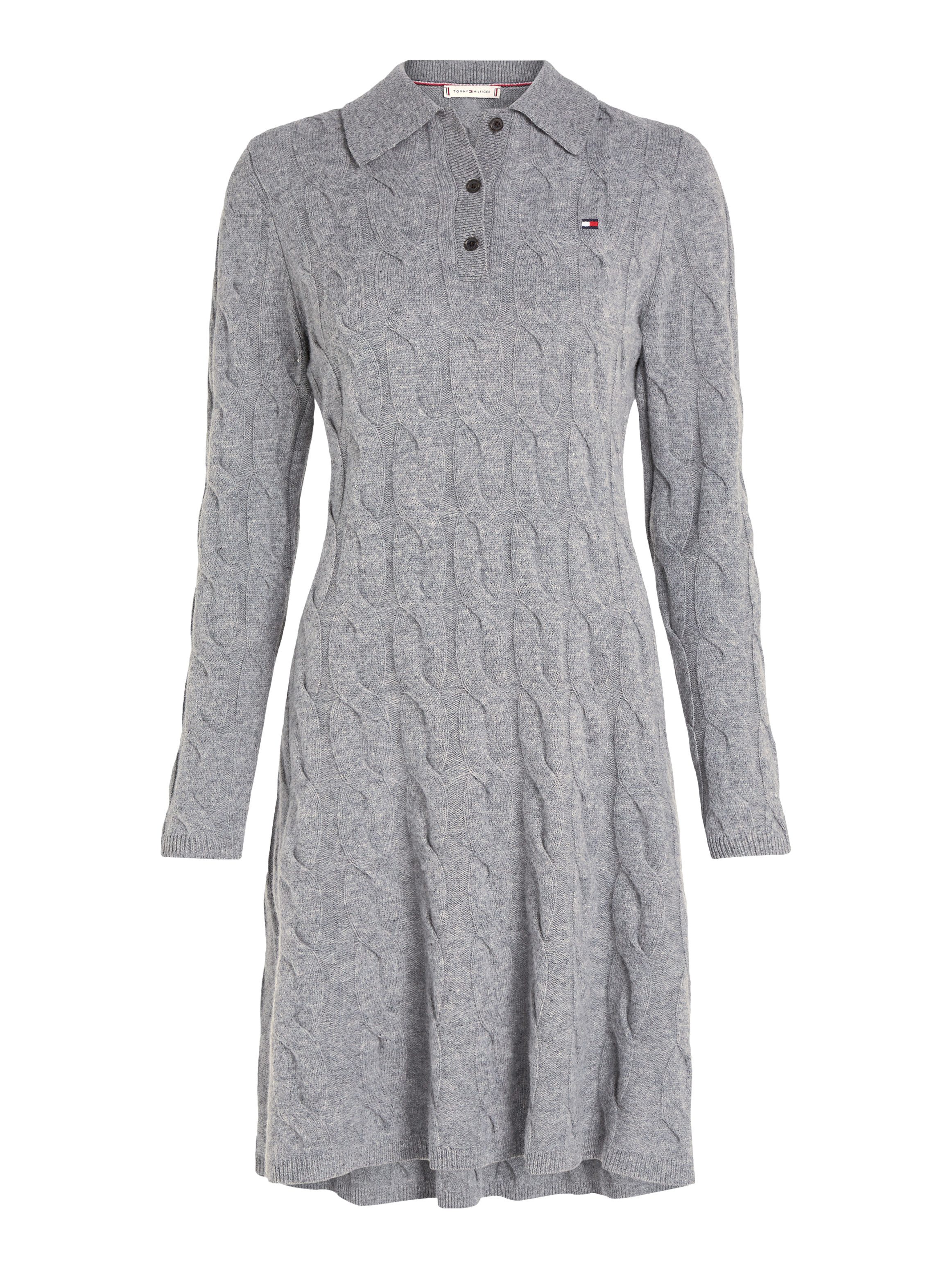 Tommy Hilfiger Gebreide jurk SOFT WOOL CABLE POLO SWT DRESS