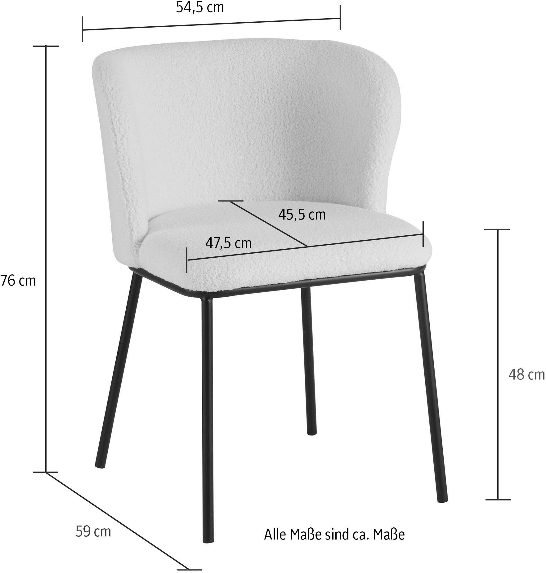 SalesFever Stoel met 4 poten afgeronde rugleuning (set, 2 stuks)