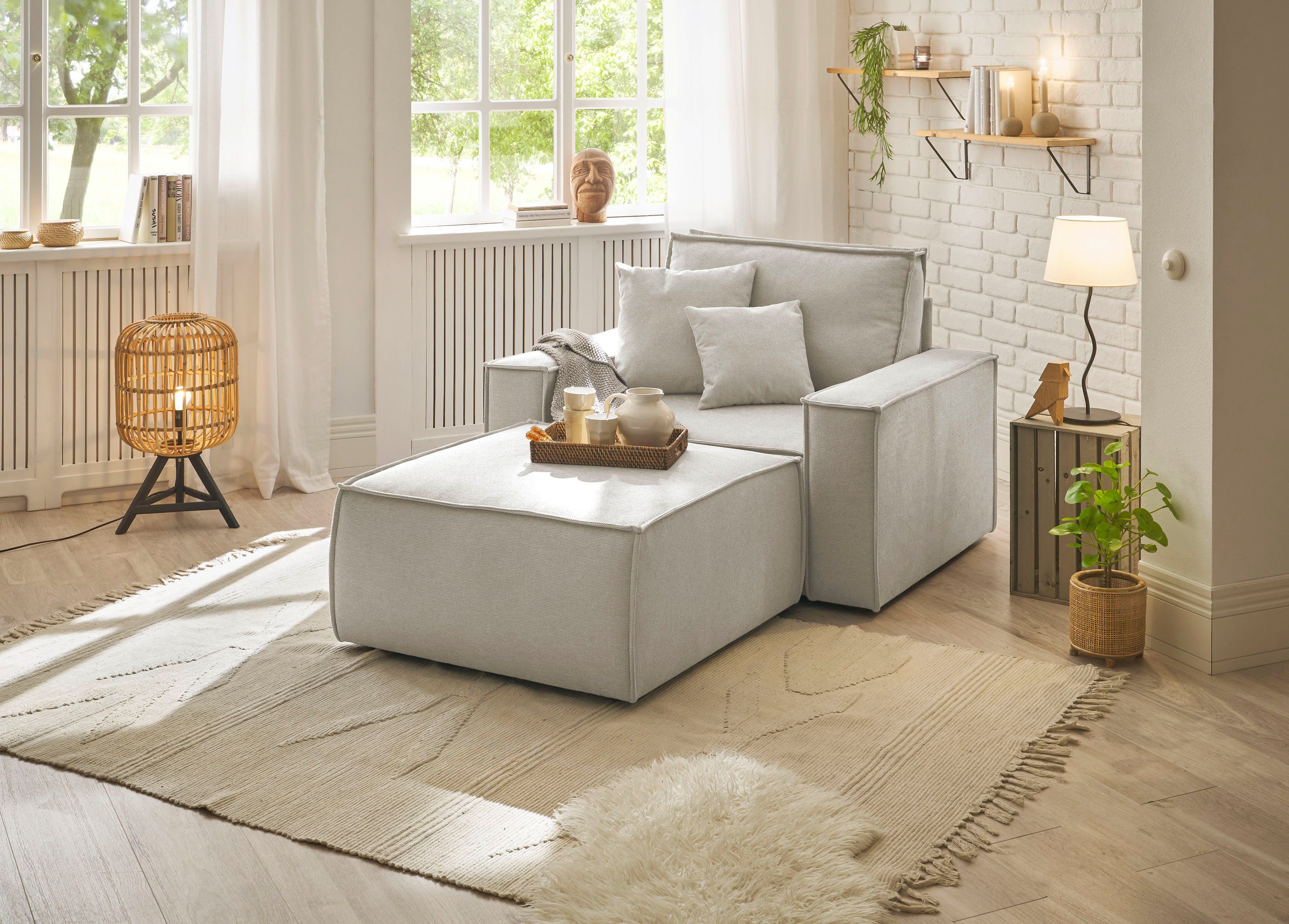 andas Loveseat Finnley Loveseat en hocker als set, passend bij de bekleding-serie Finnley (2-delig)