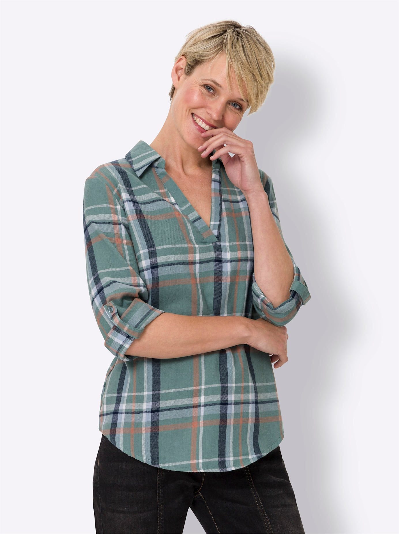 Classic Basics Geruite blouse