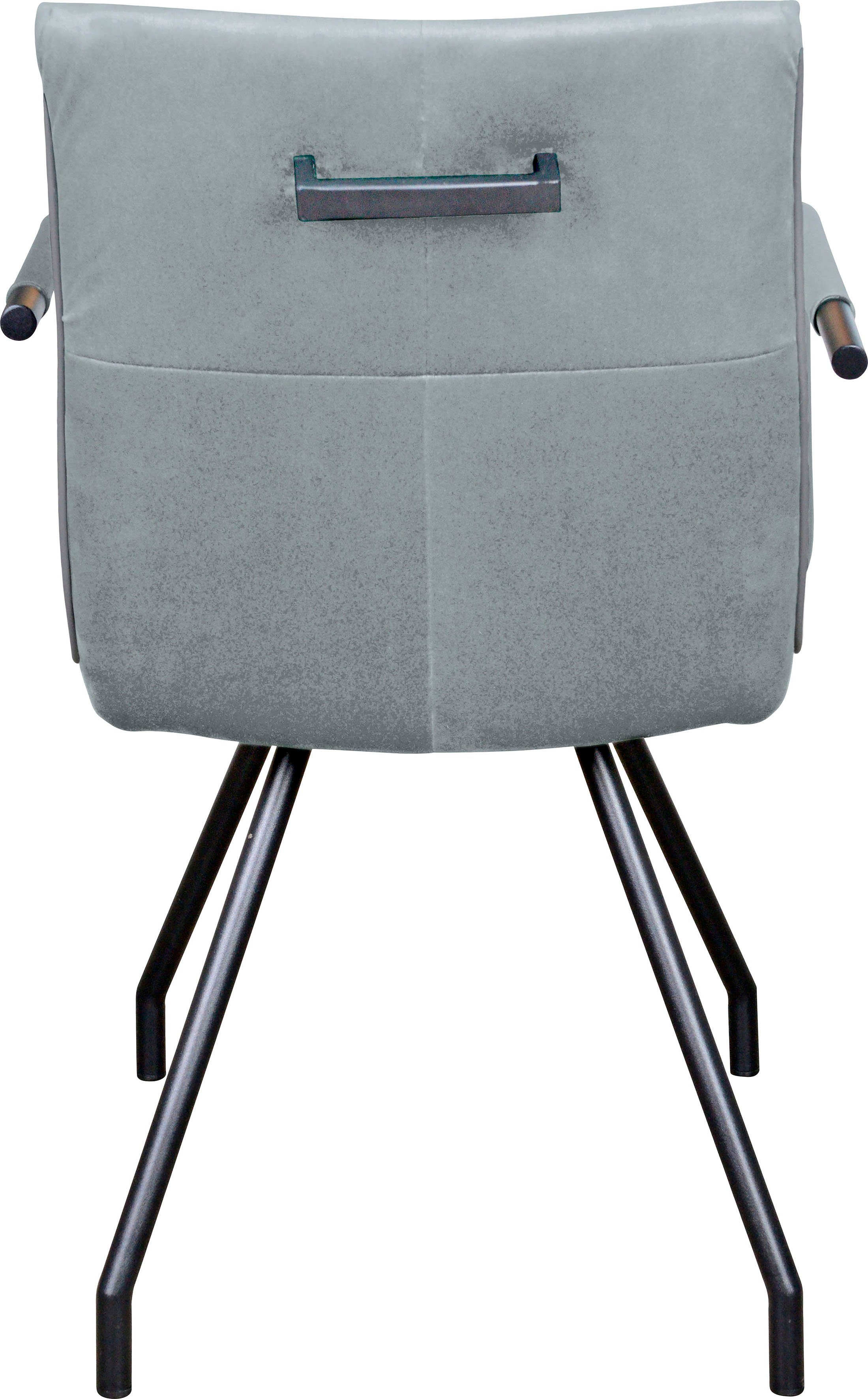Kayoom Stoel Eaden 225 2-pack, fluweelachtige stofbekleding, paspel van kunstleer stijlvol, onderhoudsvriendelijk, eigentijdse kleurstelling, fluweelachtige stofbekleding (set, 2 stuks)