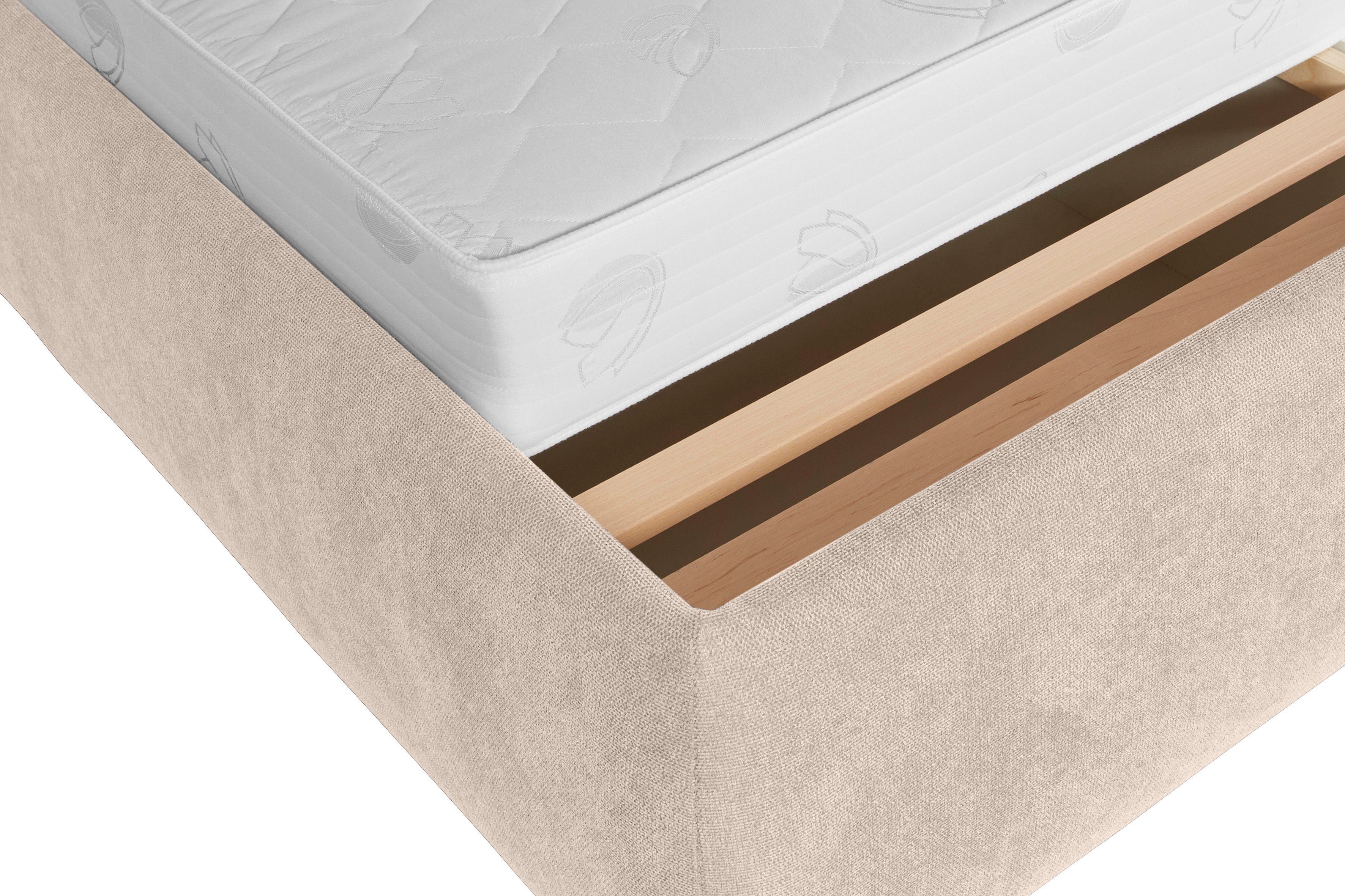 andas Gestoffeerd bed Jenson als bedframe of met 3 matrassoorten en hardheden