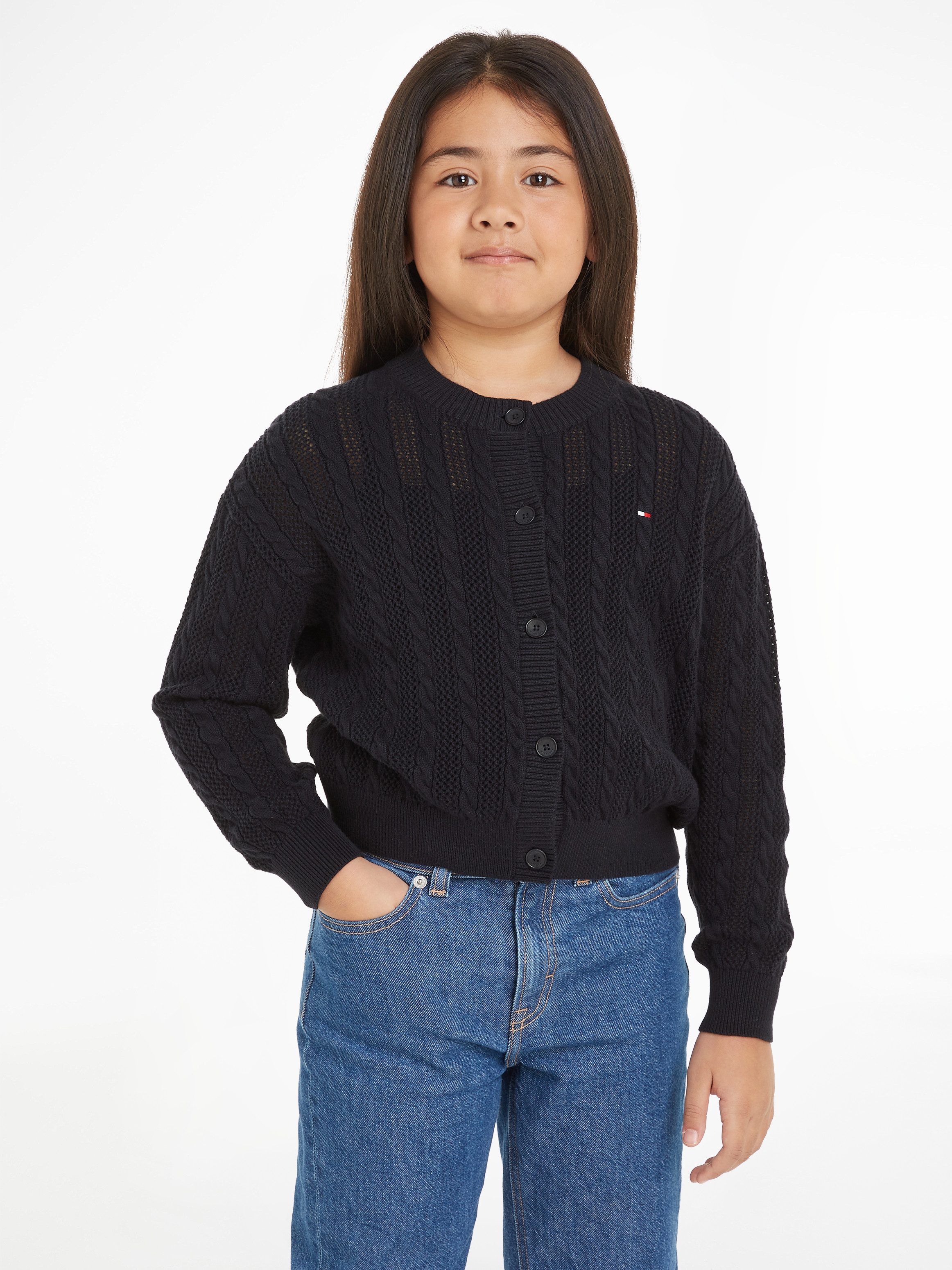 Tommy Hilfiger Vest ESSENTIAL CABLE REGULAR CARDIGAN Kinderen tot 16 jaar met logostiksel