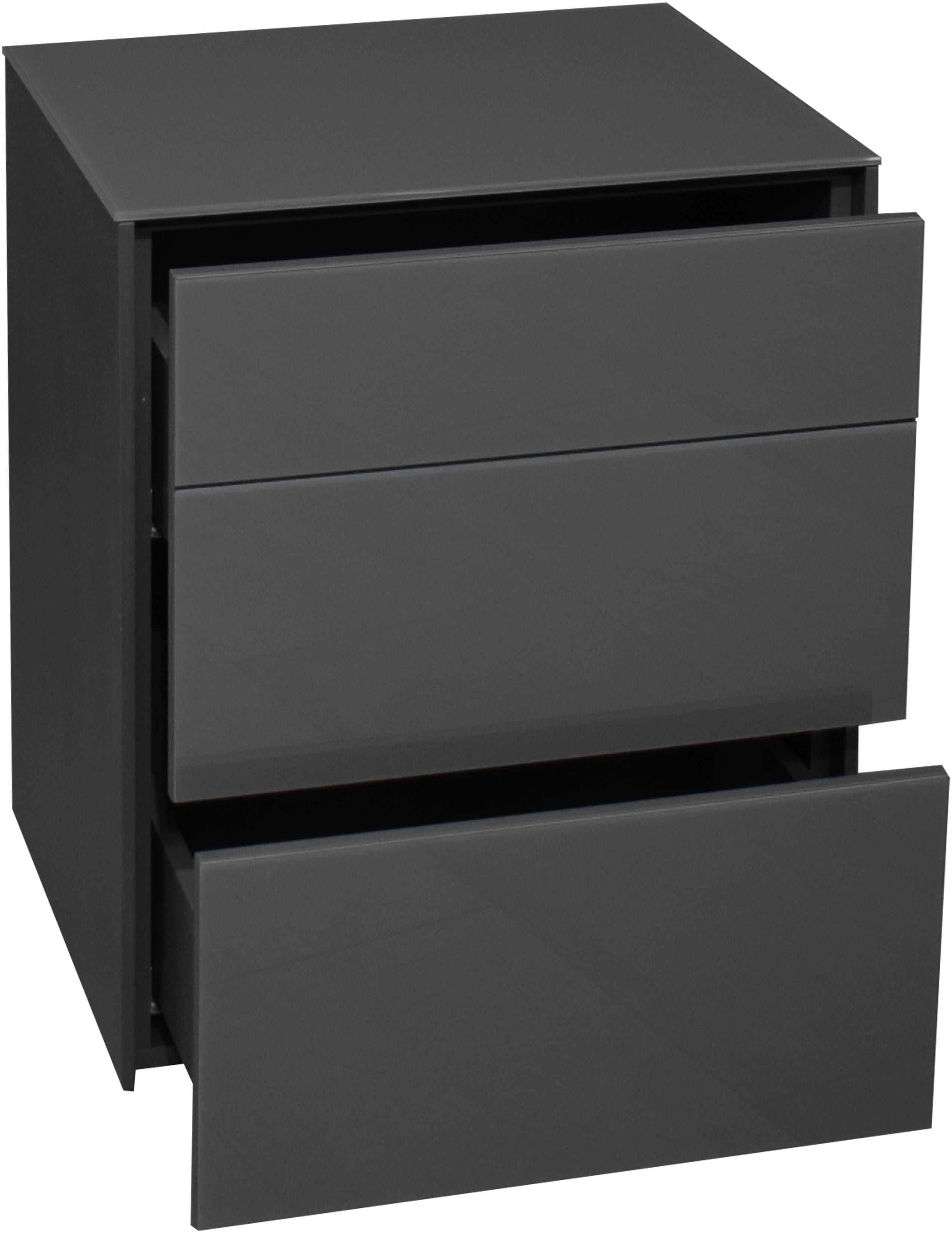Mäusbacher Kast Imola BESTSELLER! Mäusbacher commode, met glasfront en glazen bovenblad, 2 lades