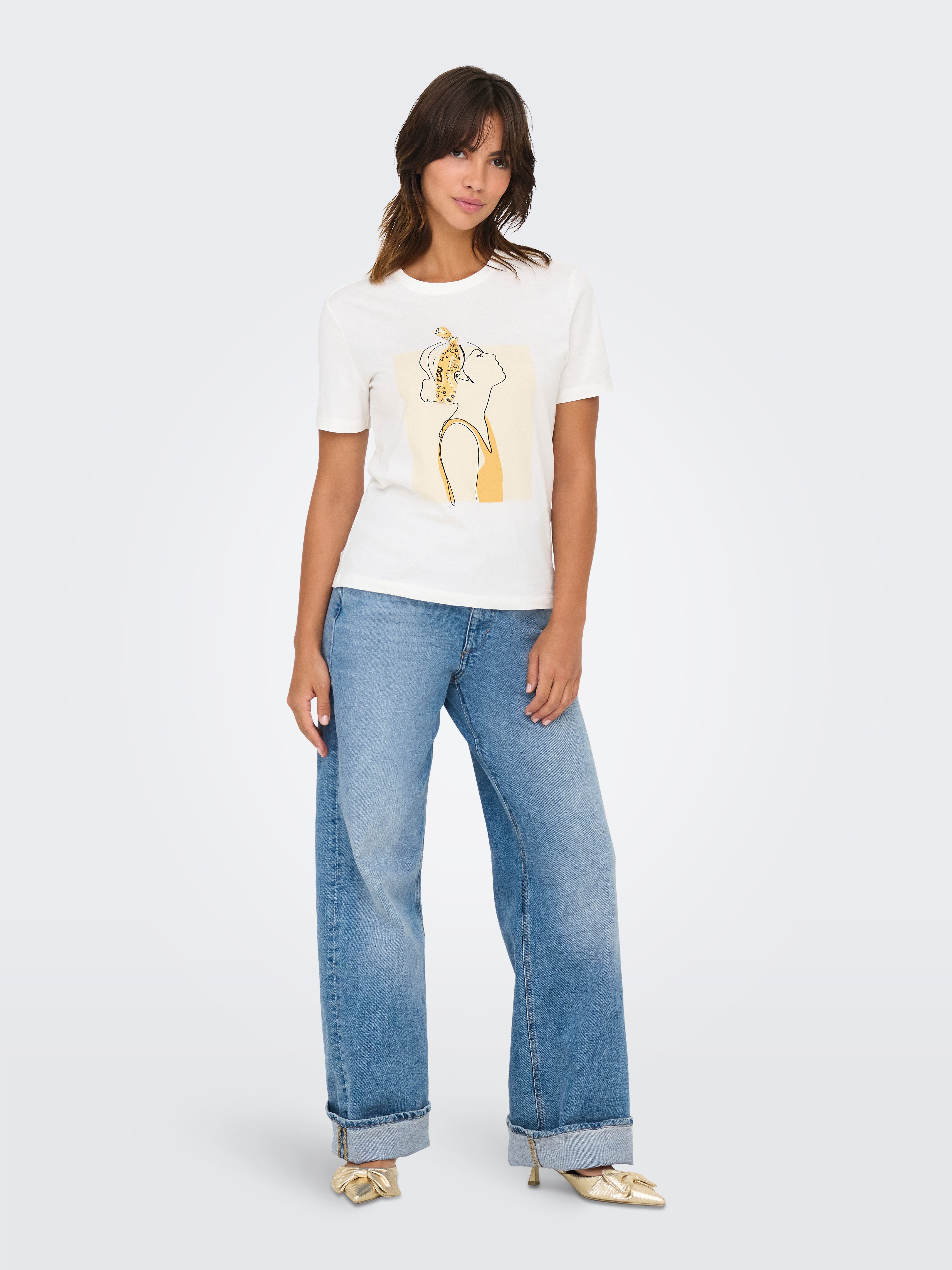 Only Shirt met korte mouwen ONLCLARA S/S TEE CS JRS