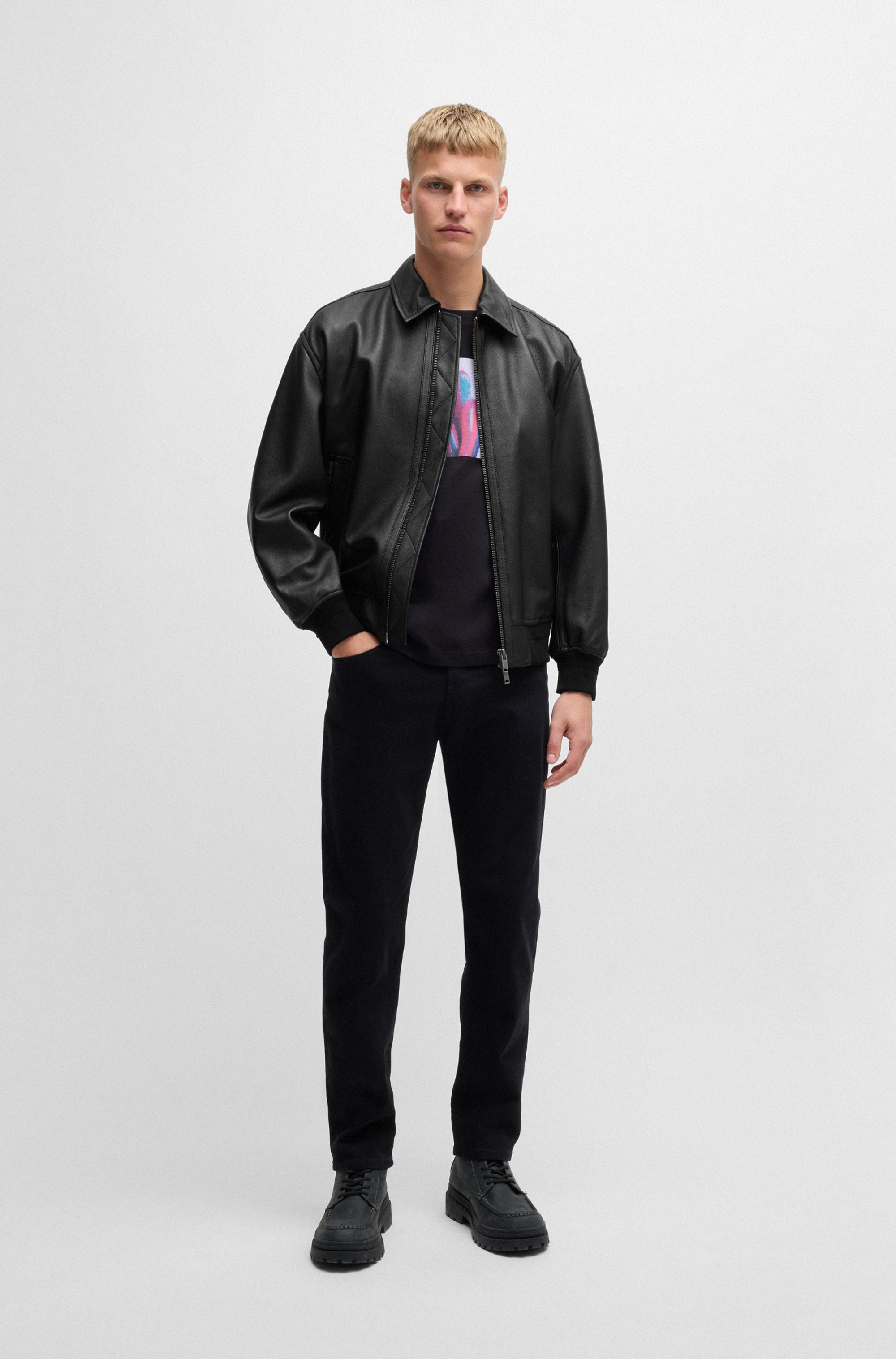 Boss Orange Leren jack Joloco in blousonmodel