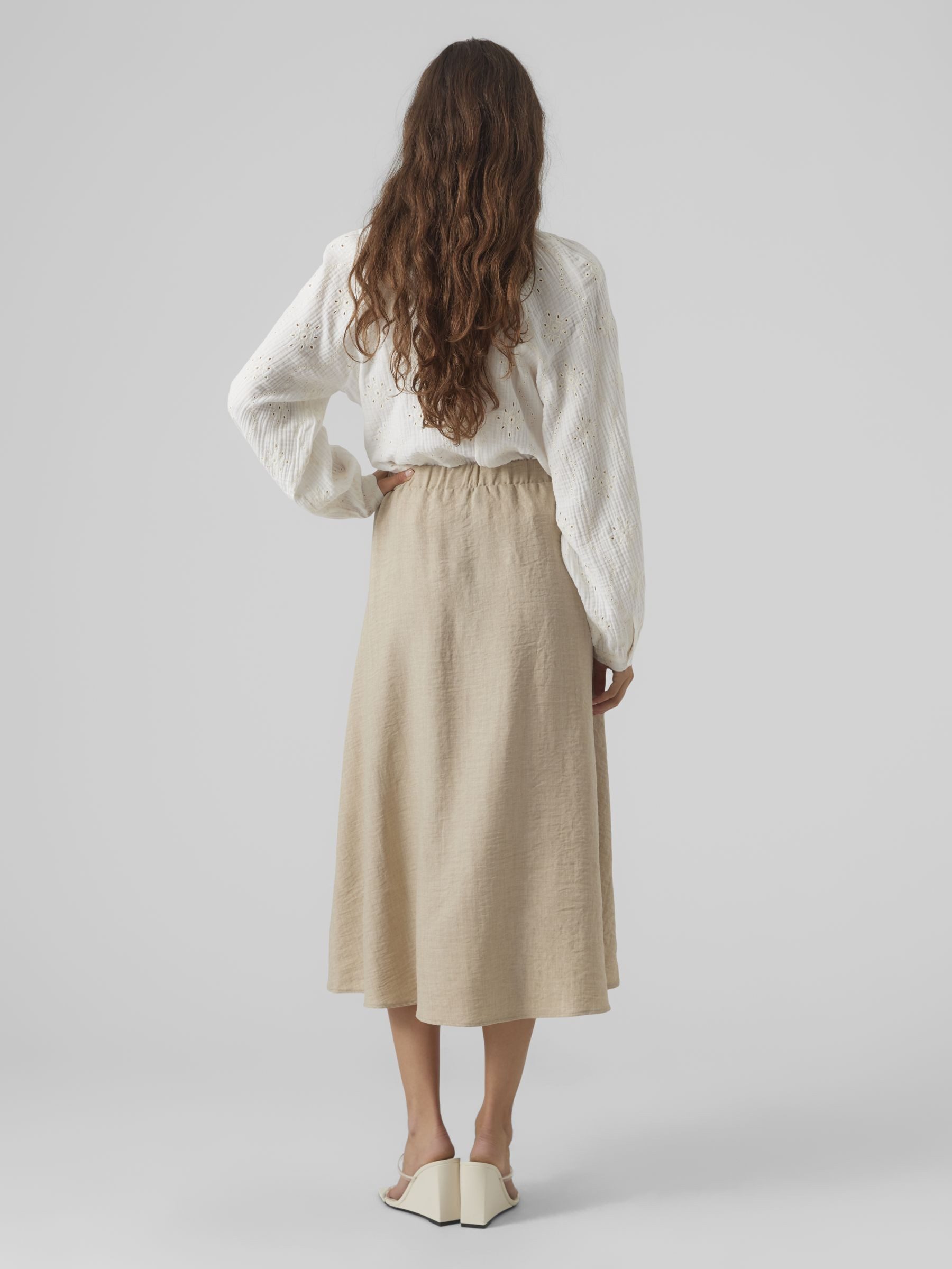 Vero Moda Maxirok VMMELANEY HW BUTTON CALF SKIRT WVN NOOS