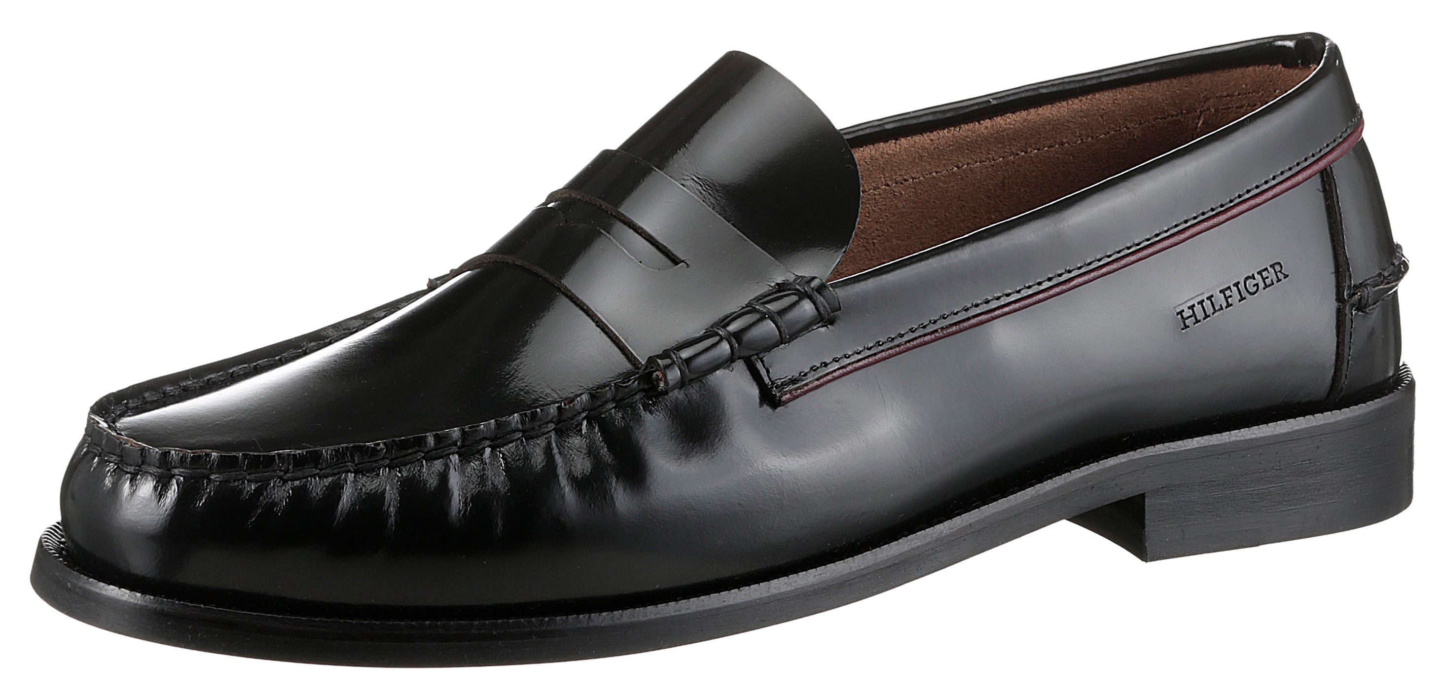 Tommy Hilfiger Instappers CLASSIC HILFIGER LEATHER LOAFER , blokhak, zakelijke mode, feestmode met...