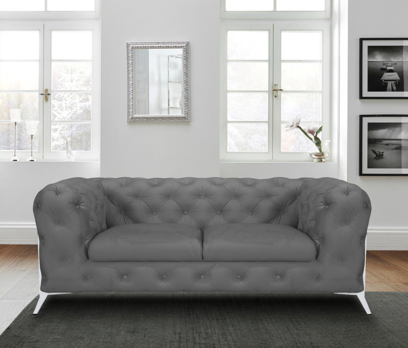 Leonique Chesterfield-bank Amaury luxueuze capitonnage, moderne chesterfield look, kleur van de poten ter keuze