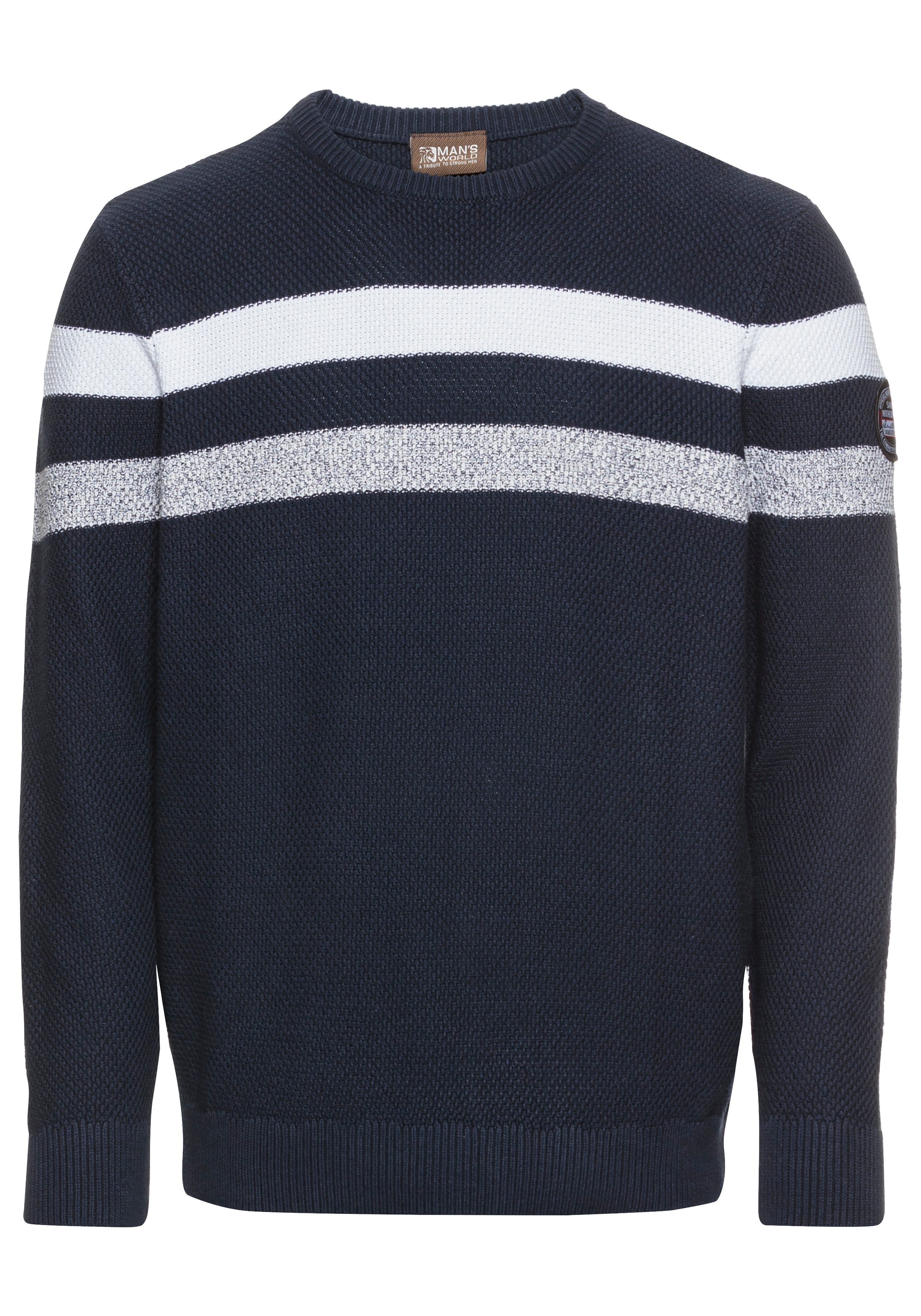 Man's World Trui met ronde hals Tot maat 5 XL in gemêleerde look