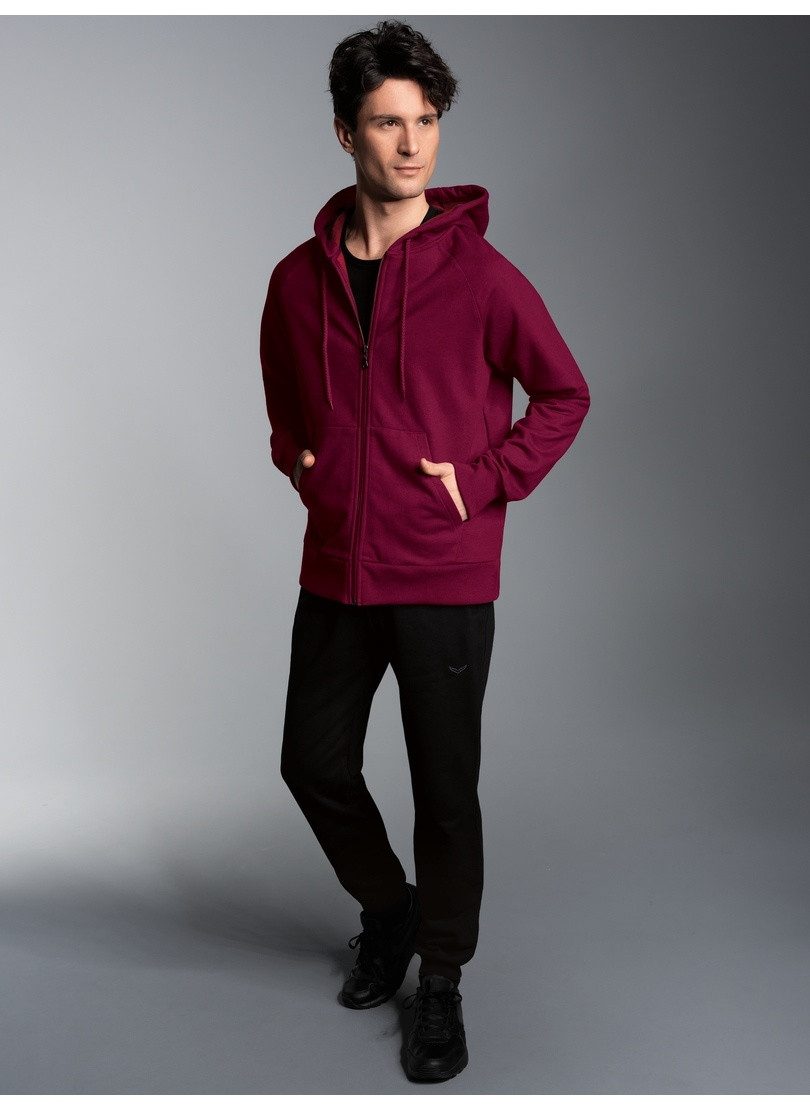 Trigema Vrijetijdscombinatie TRIGEMA joggingpak met capuchon en rits (1-delig) heren trainingspakken maat M rood