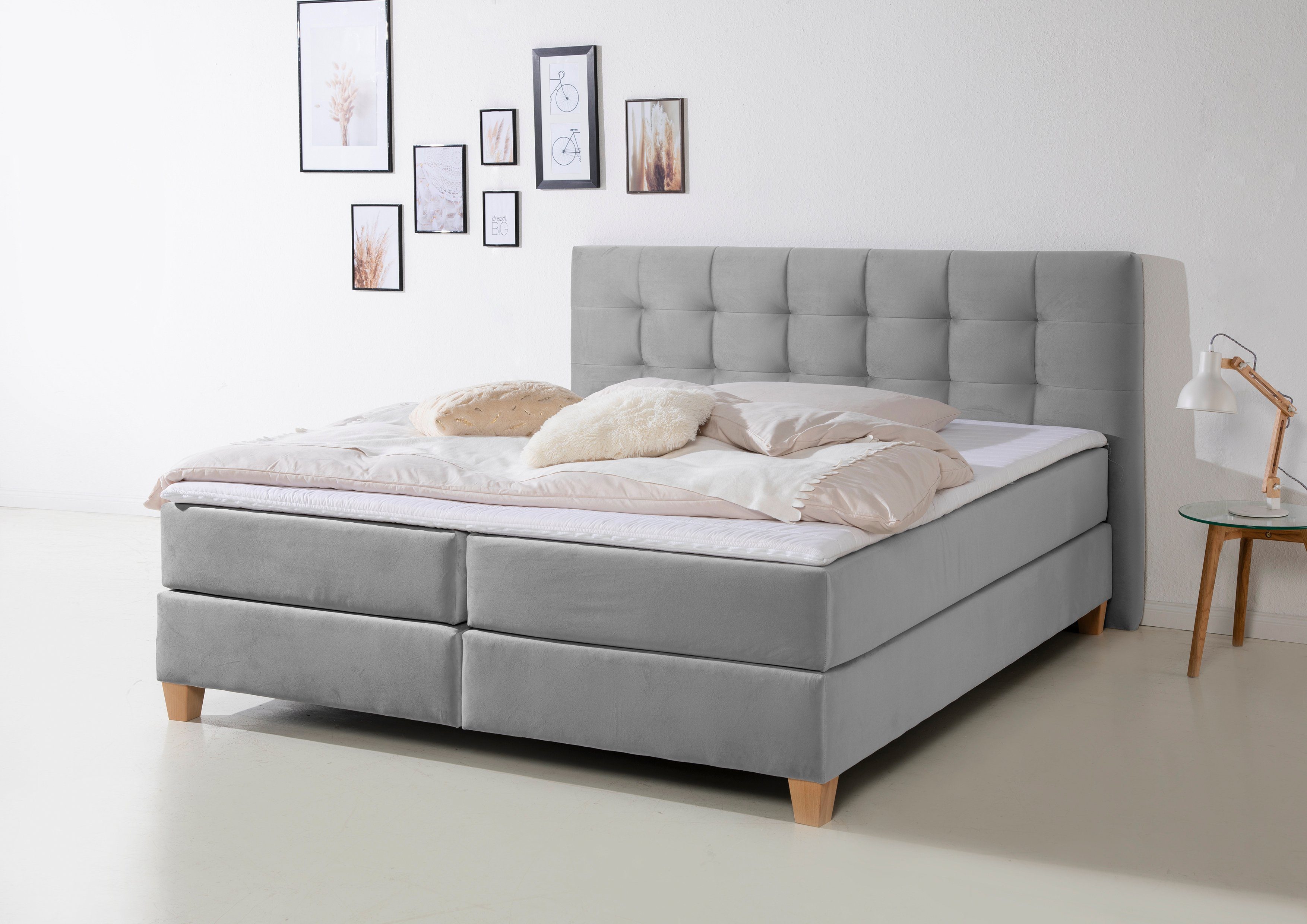 Home affaire Boxspring Moulay in extra lang 220 cm, met topmatras, 3 uitvoeringen, 4 breedten