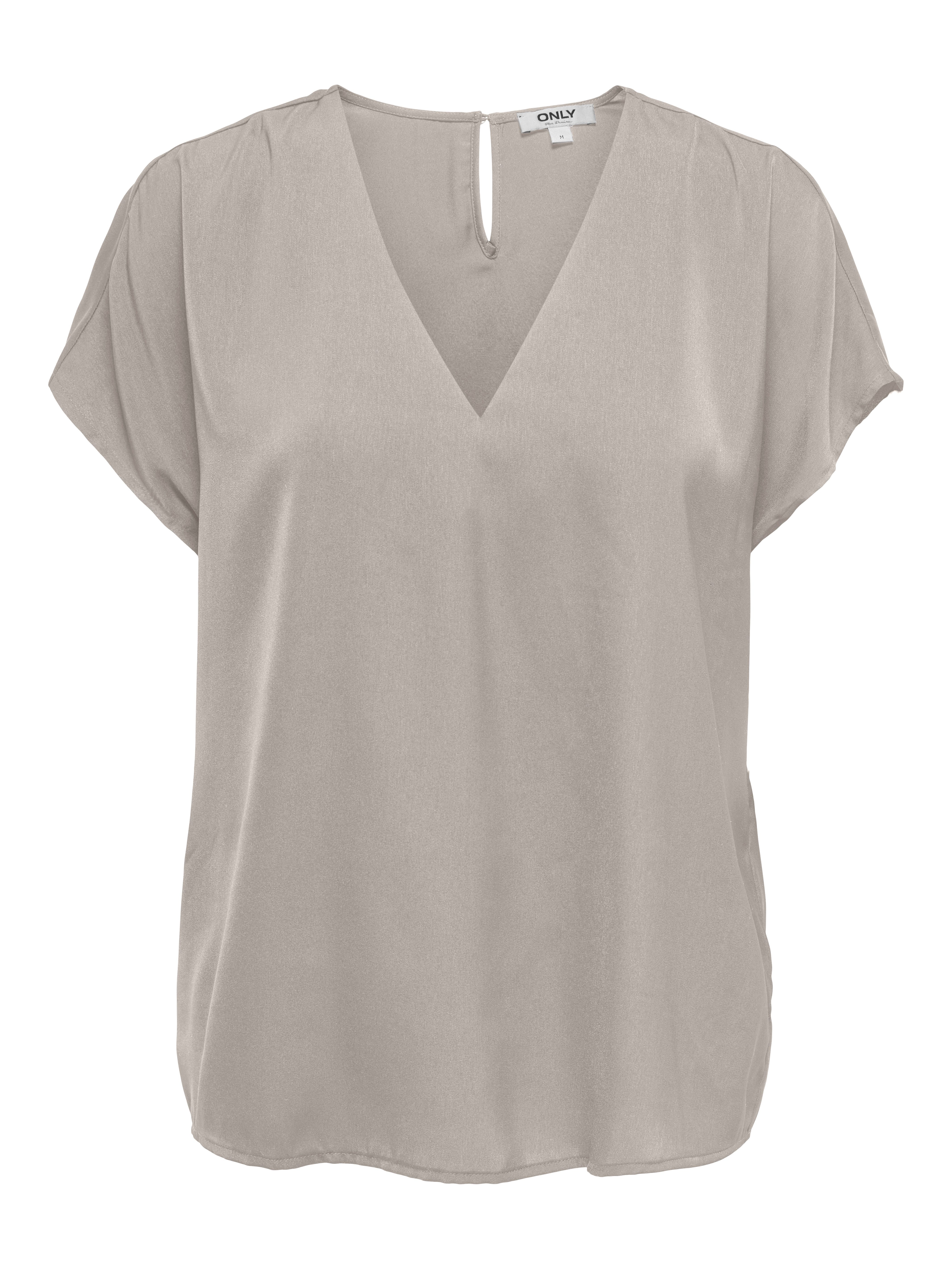 Only Shirt met V-hals ONLLUCY LIFE SS V-NECK TOP WVN