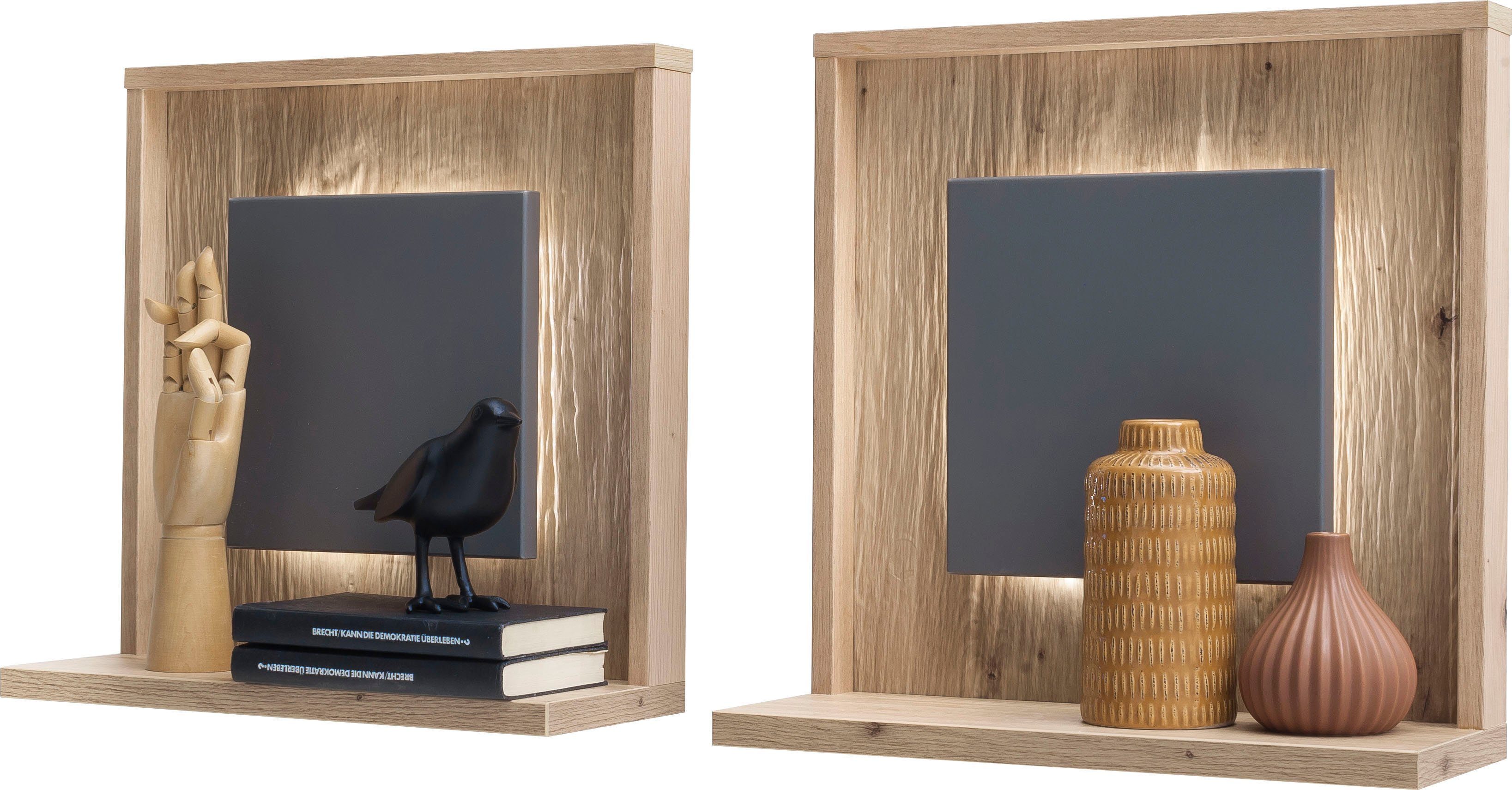 MCA furniture Wandrek Lizzano in balkeik imitatie, 3d achterwand met structuur