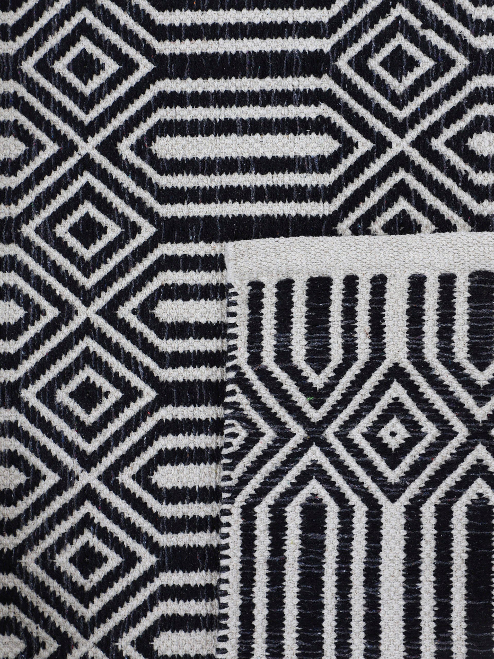 carpetfine Vloerkleed Kelim Oregan Tweezijdig te gebruiken kleed van puur katoen, woonkamer