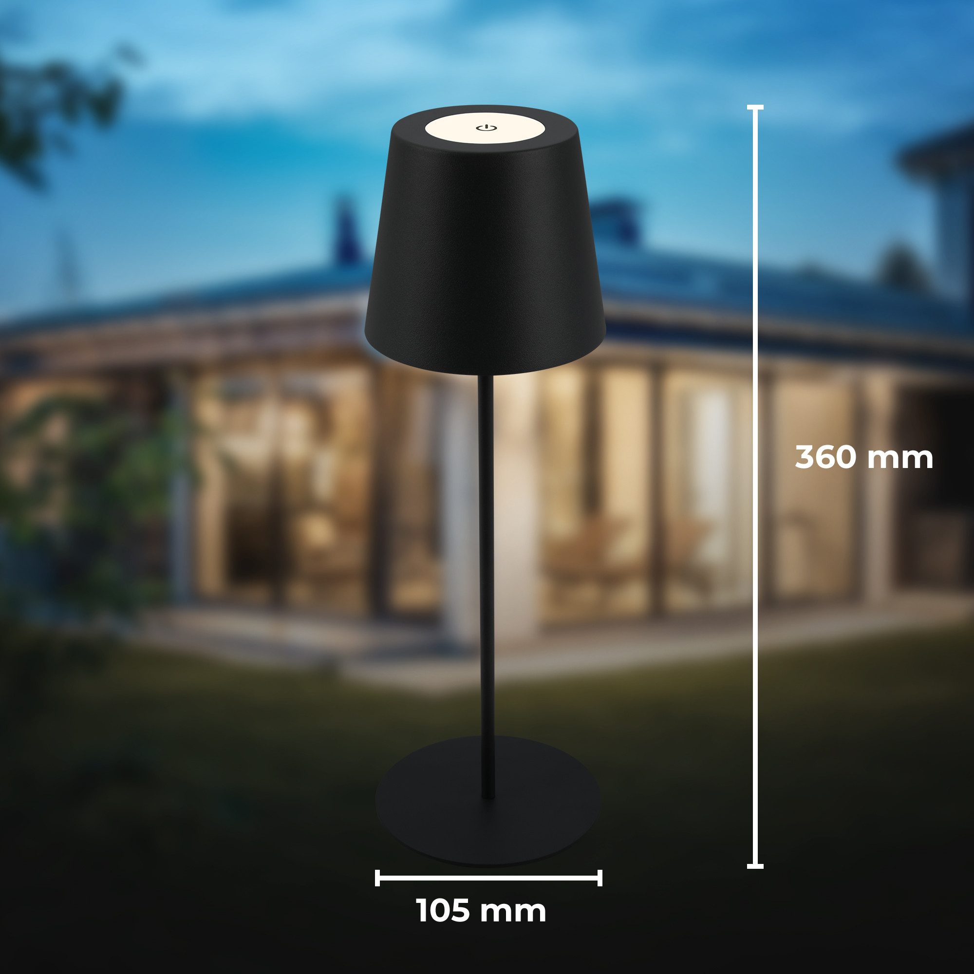 B.K.Licht Tafellamp voor buiten BK_TL1595 Accu LED tafellamp, 3-niveau touchdimmer, met USB 2.700 k, 200 lm, 2,5w, ip44, 12h brandduur, 36 x 10,5 cm, zwart (1 stuk)