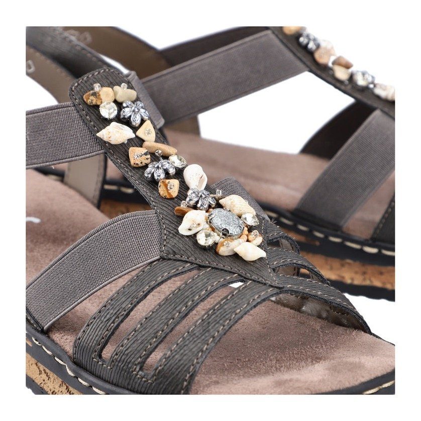 Rieker Sandalen zomerschoen, sandaal, sleehak, met decoratieve steentjes