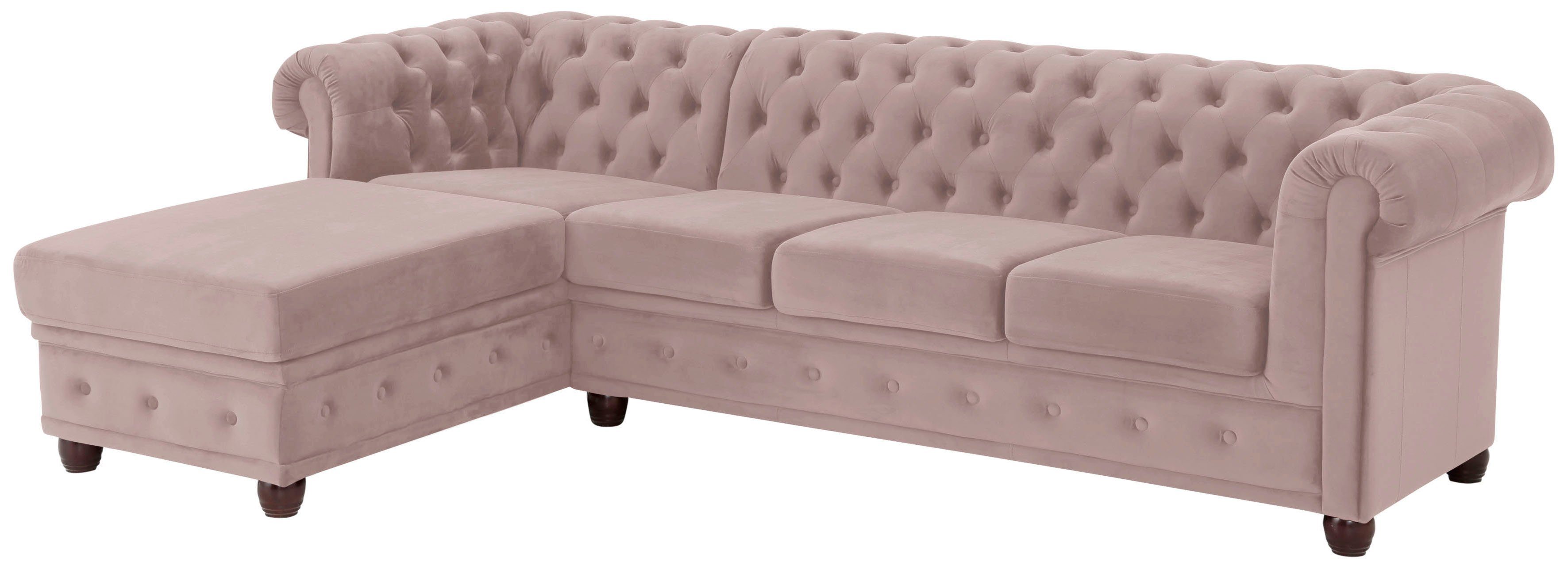 Home affaire Chesterfield-bank New Castle L-vorm hoogwaardige capitonnage in chesterfield-design, bxdxh: 255(171x72)