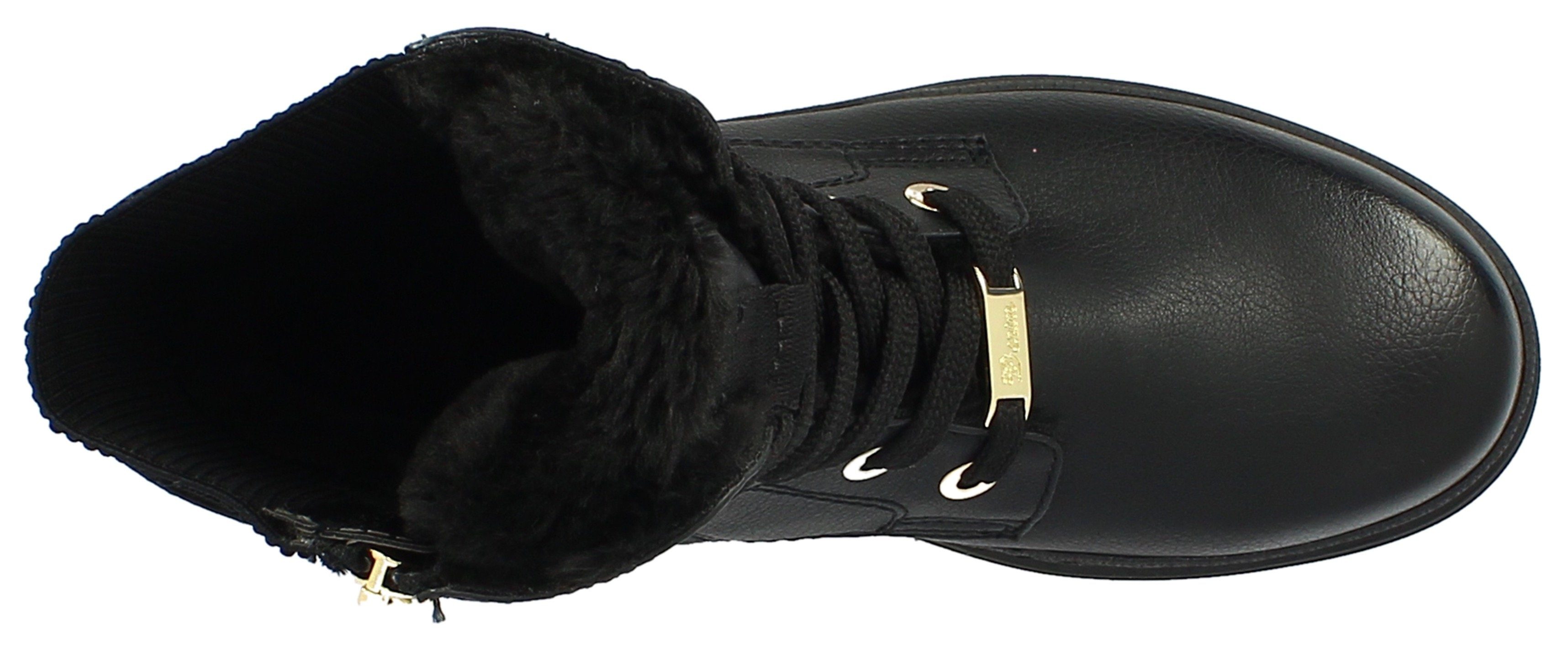 Tom Tailor Hoge veterschoenen Winterlaarzen met logo-embossing op de hak