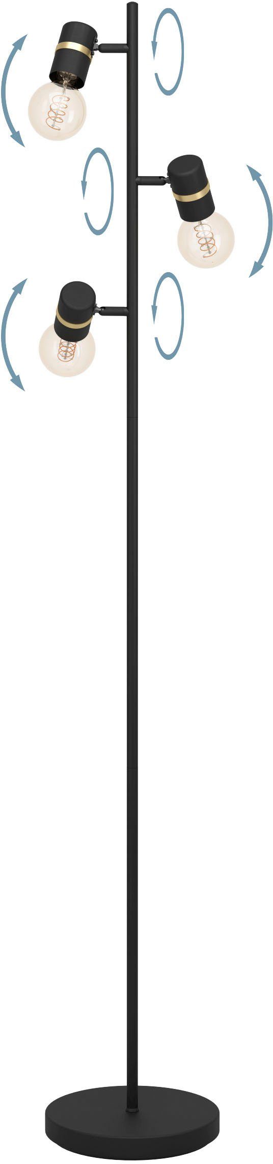 EGLO Staande lamp LURONE Vloerlamp in zwart en messing van staal - excl. E27 - 3X10W (1 stuk)