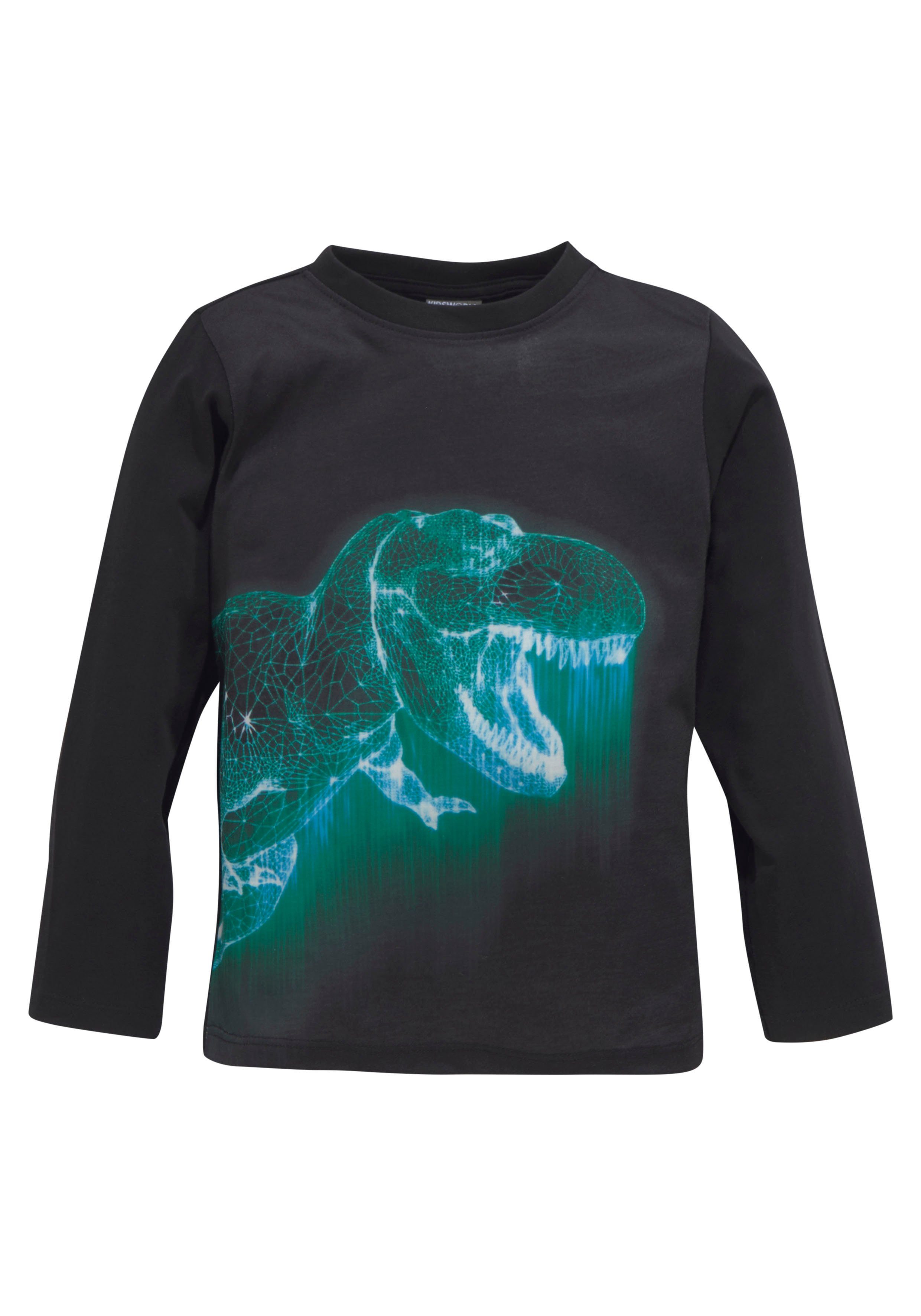 KIDSWORLD Shirt met lange mouwen GREEN DINO lange mouwen, met trendy print, ronde hals, van katoen