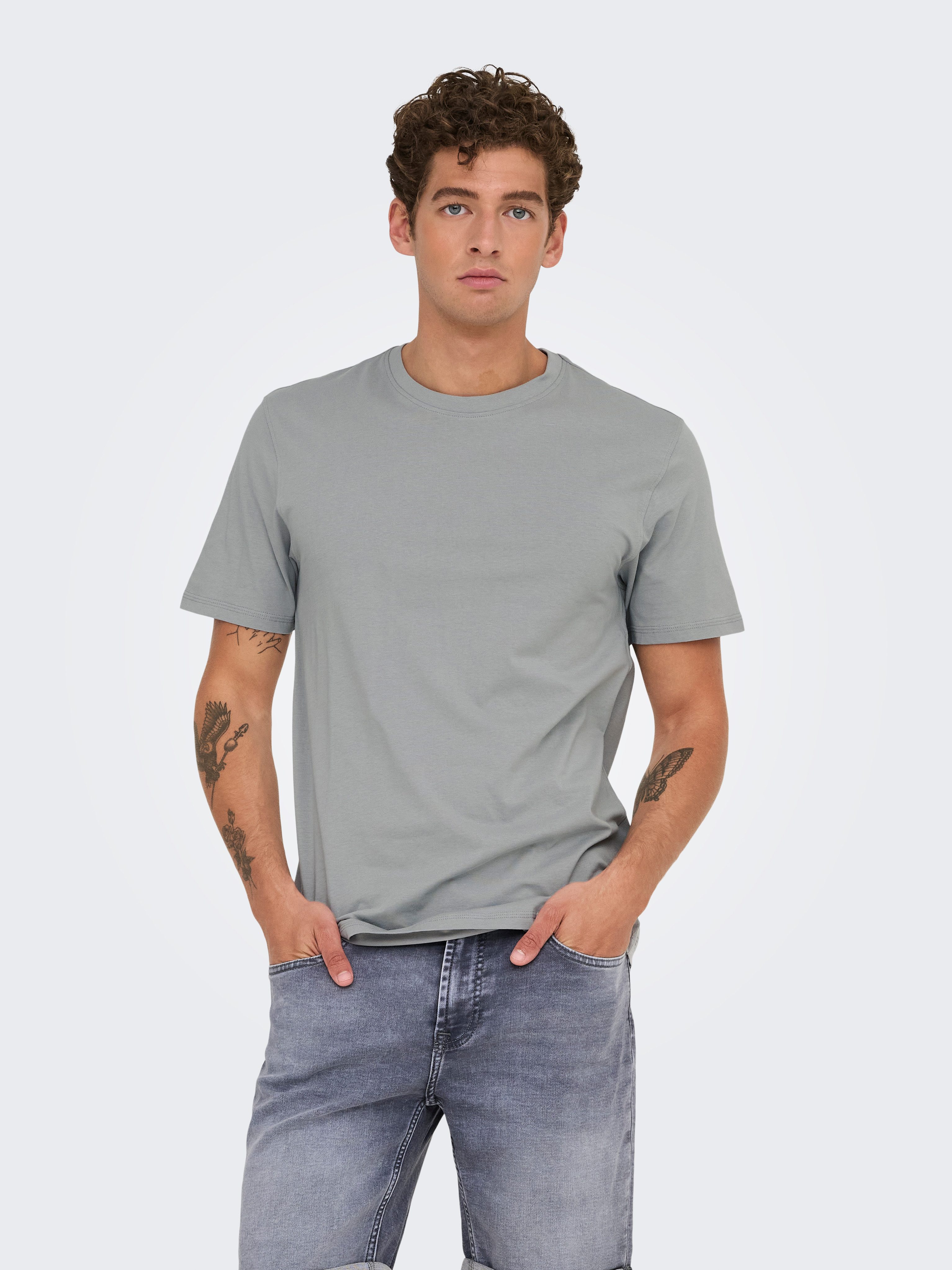 ONLY & SONS Shirt met ronde hals ONSMAX LIFE REG SS STITCH TEE