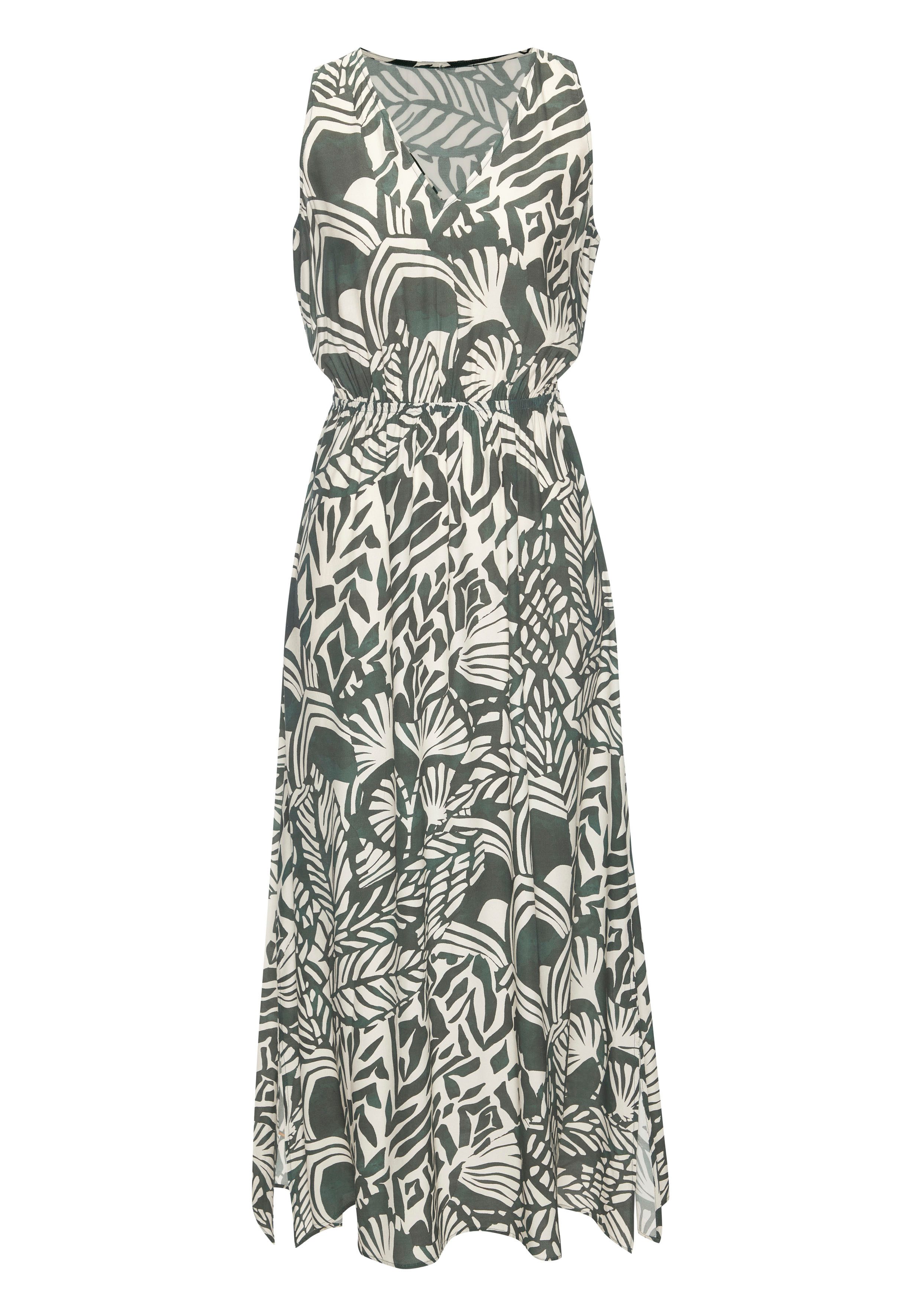 Lascana Maxi-jurk met alloverprint, zijslitsen, geweven stof