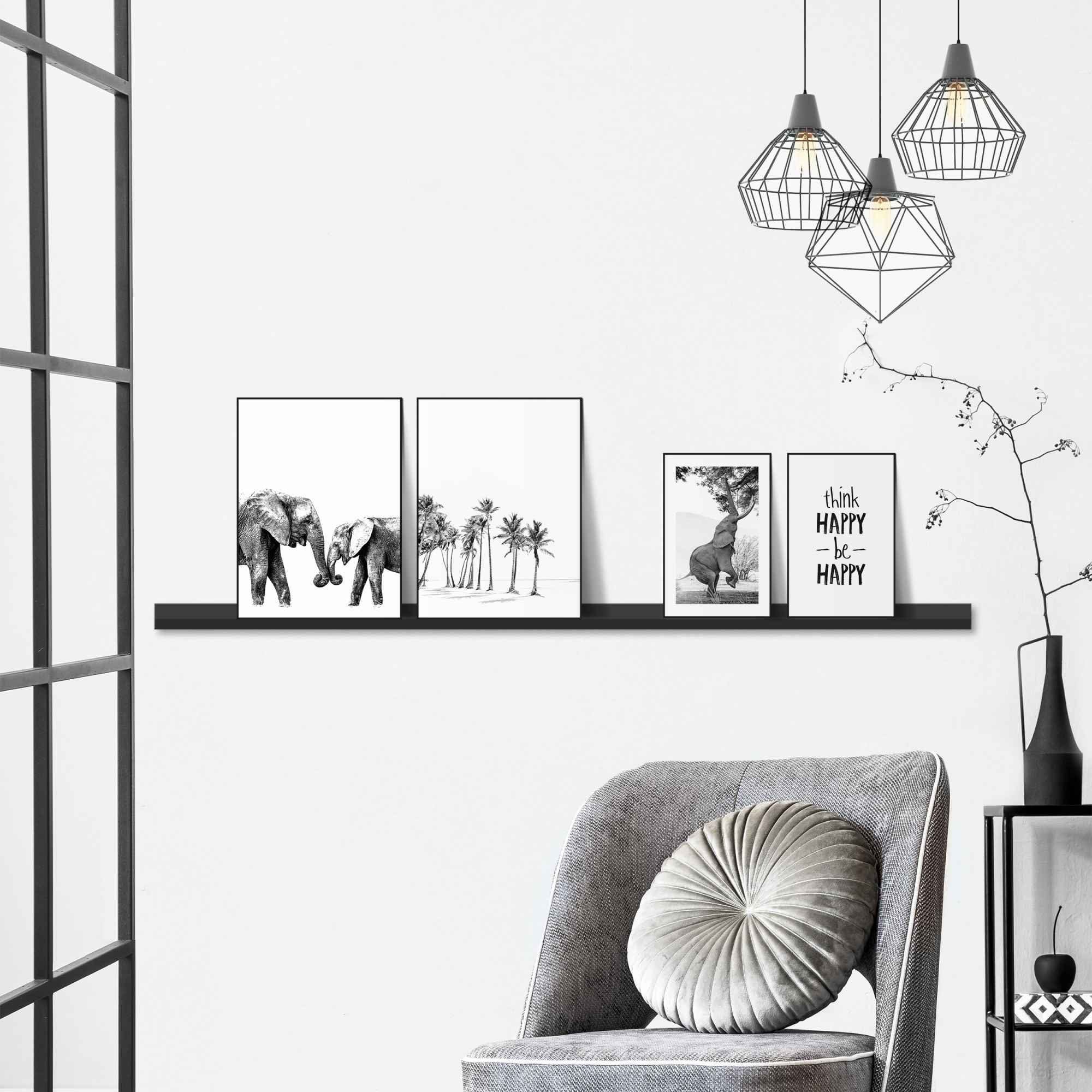 Reinders! Artprint Happy blij - strand - olifant - palm (4-delig)