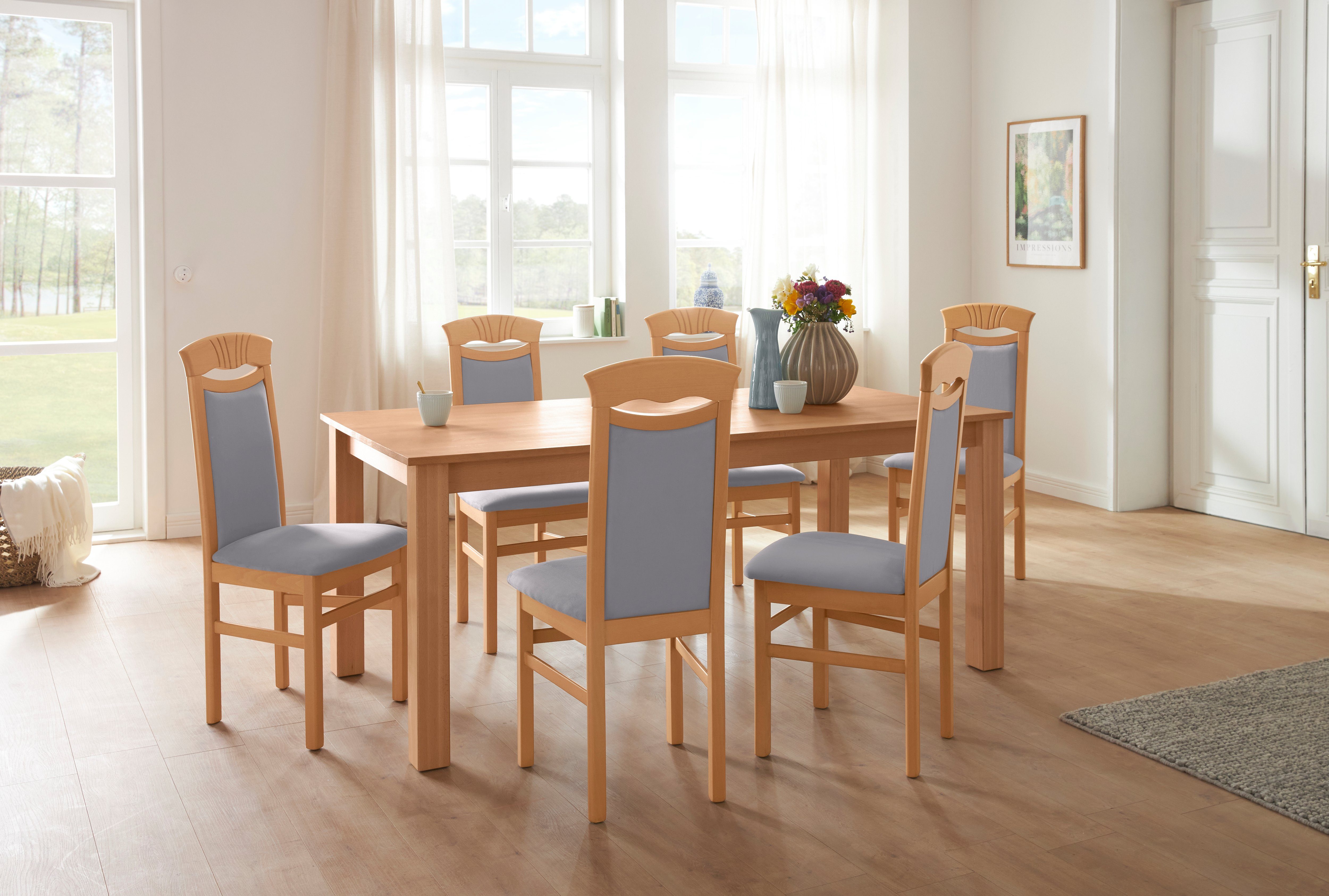 Home affaire Eetkamerstoel Franz slijtvast microvezel, onderstel beuken naturel of wit, houten stoel (set, 2 stuks)