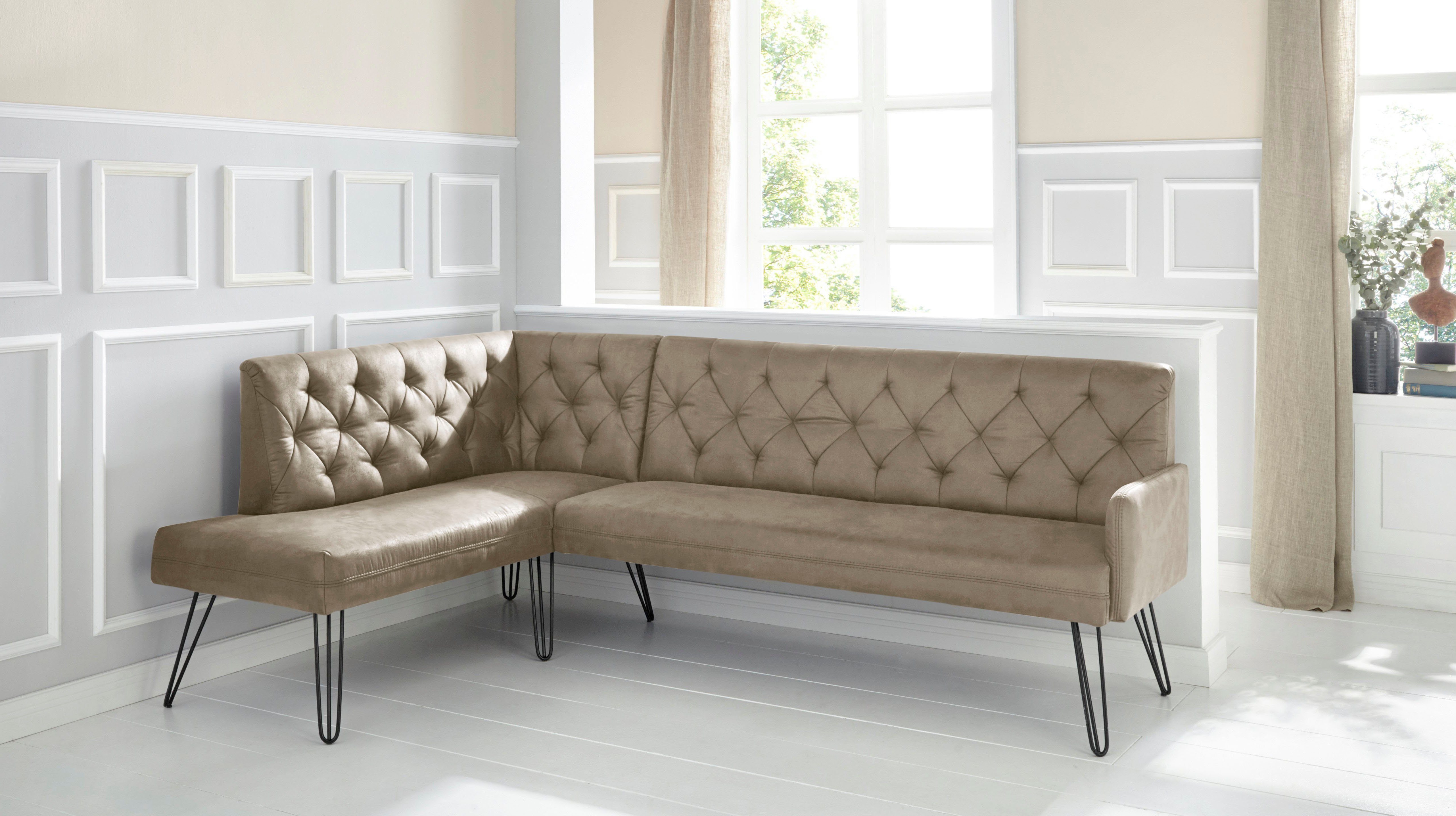 exxpo - sofa fashion Hoekbank Doppio, Chesterfield look, comfortabel en handig, hoge designvoeten