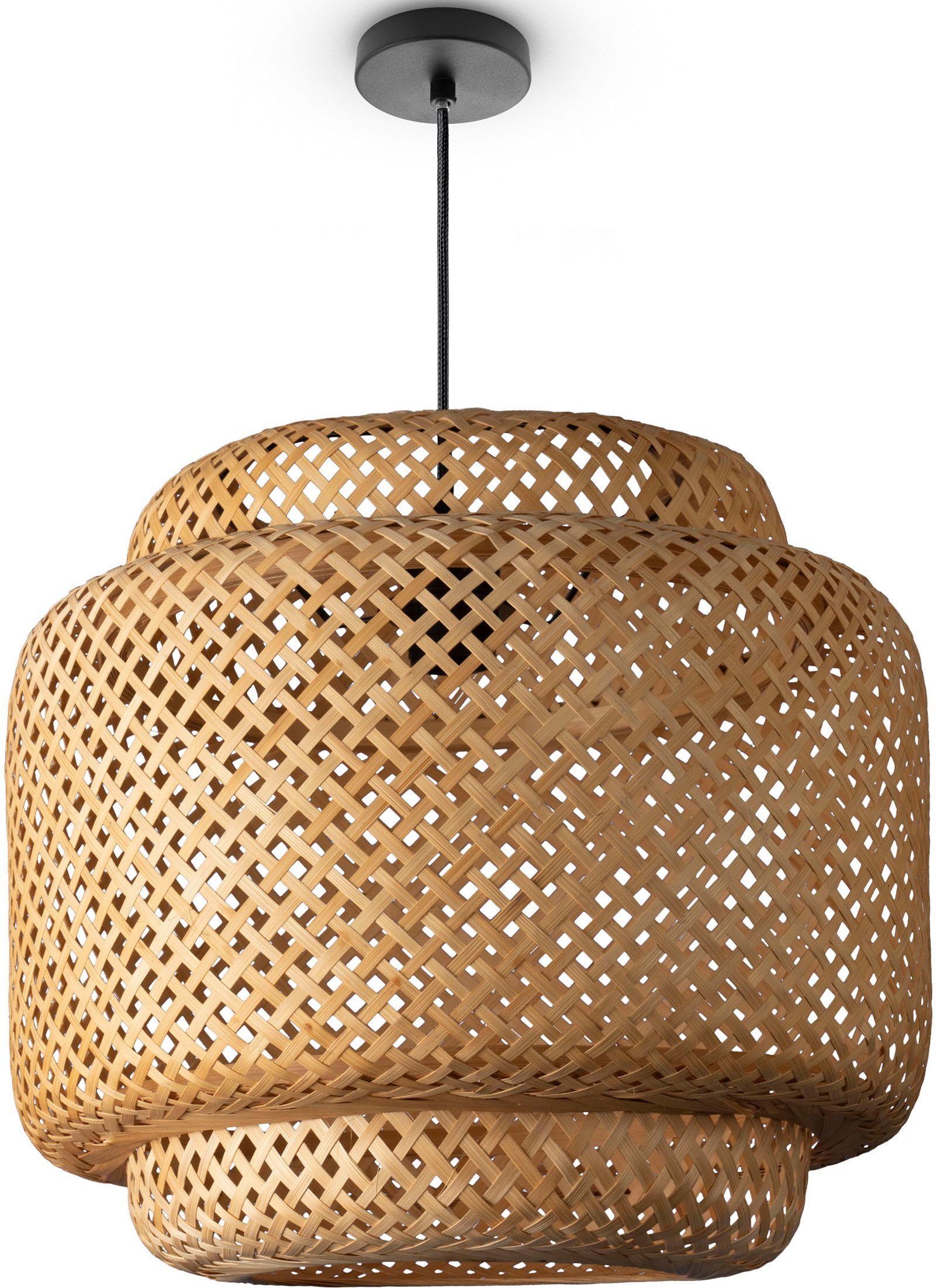 Paco Home Hanglamp KORVI Mandlampen pendellamp hout boho natuur woonkamer eetkamerlamp
