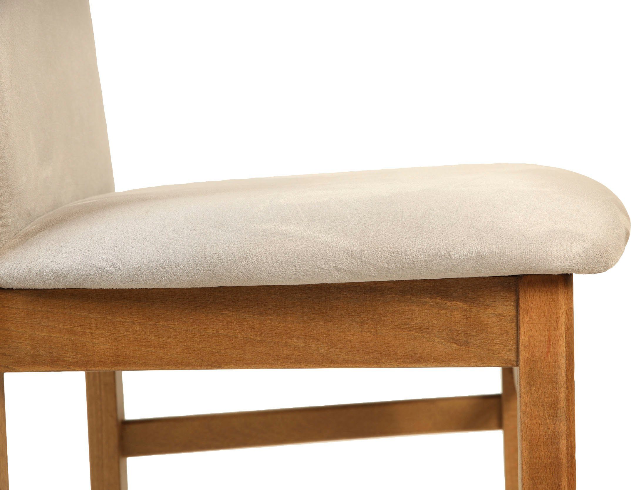 Home affaire Eetkamerstoel Franz slijtvast microvezel, onderstel beuken naturel of wit, houten stoel (set, 2 stuks)