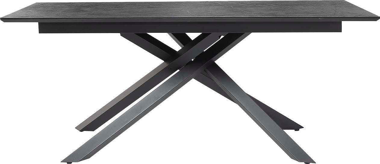 Jockenhöfer Gruppe Eettafel Silas 180 x 90 cm, tafelblad in antracietkleurige marmerlook eettafels