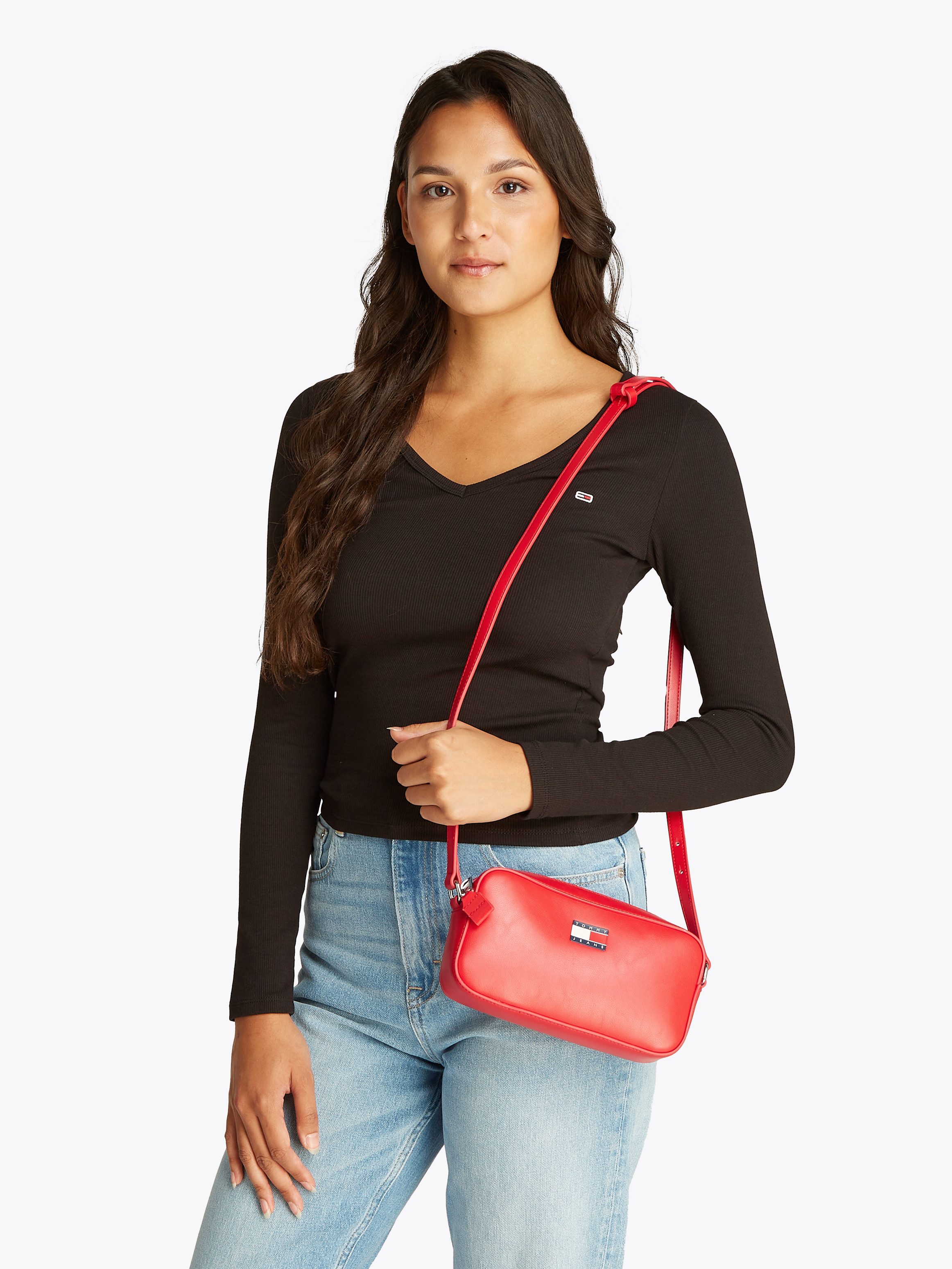 TOMMY JEANS Schoudertas TJW ESS MUST CONVERTIBLE CAMERA , dames avondtas, schoudertas, mini tas met logovlag