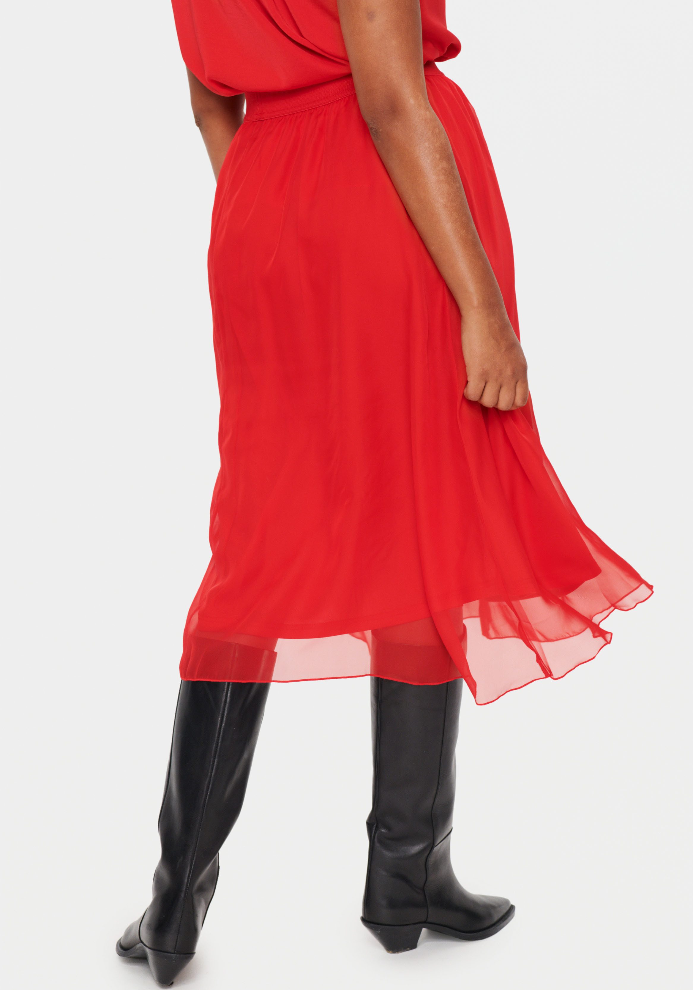 Saint Tropez Midirok CoralSZ Skirt gemaakt van chiffon