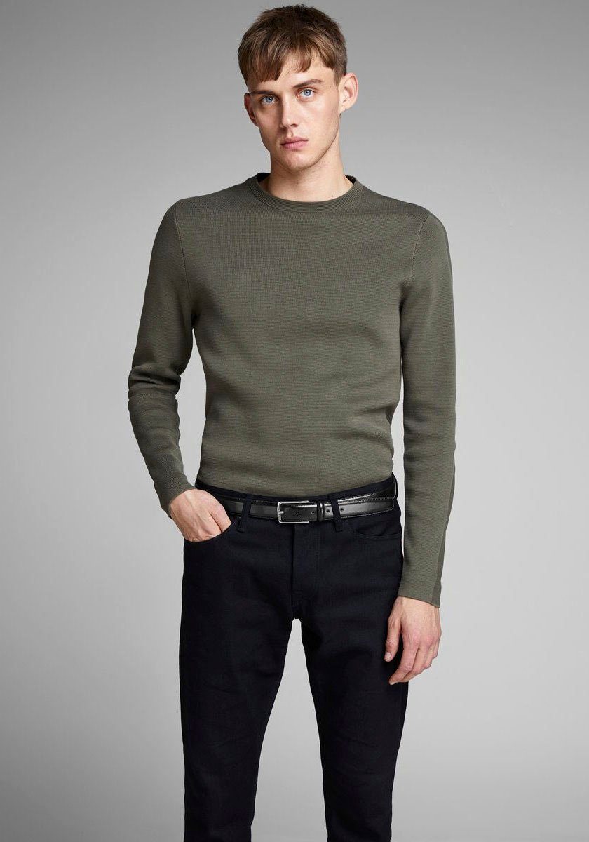 Jack & Jones Leren riem Klassieke herenriem, iets gebombeerd