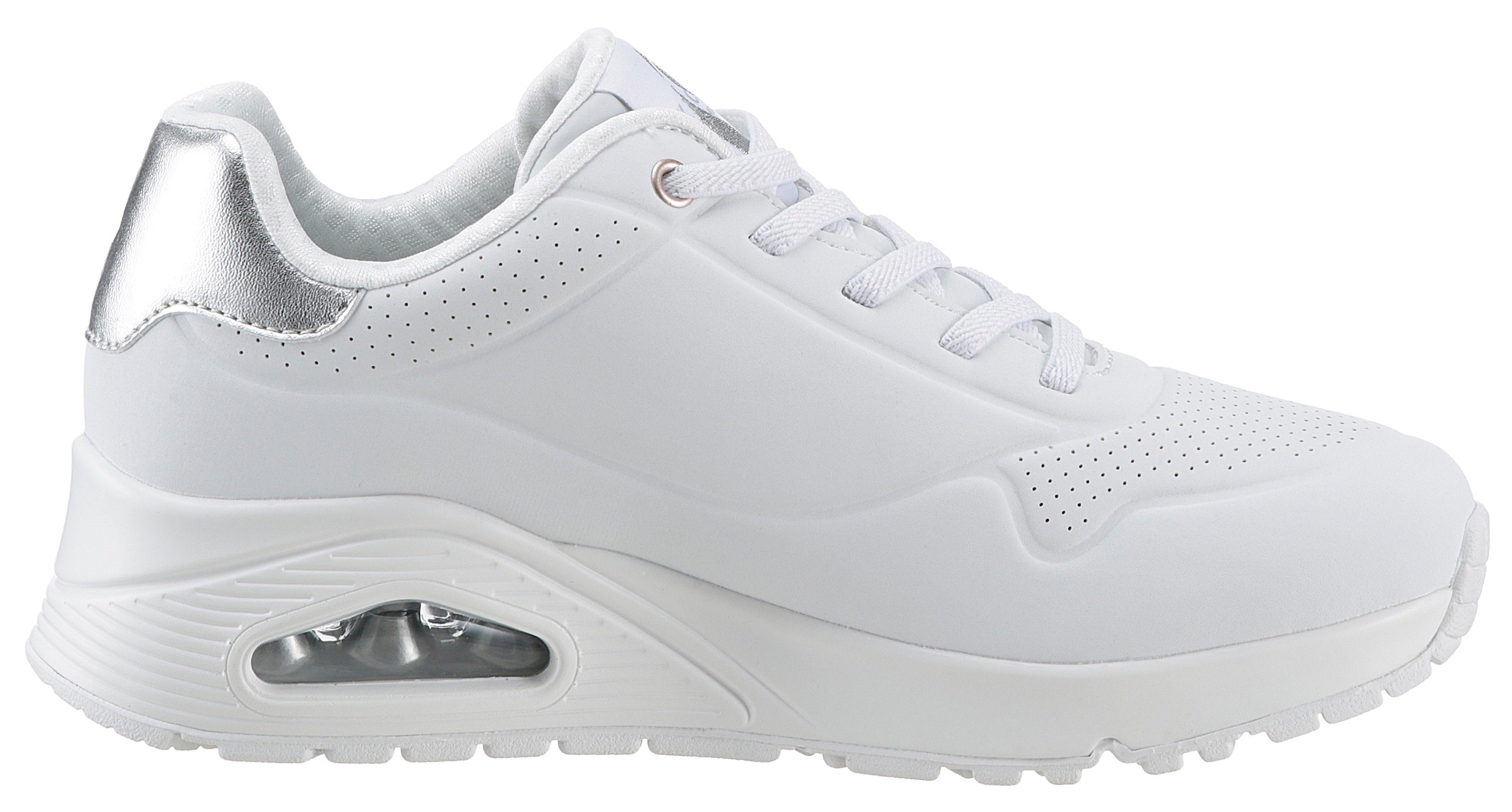 Skechers Slip-on sneakers UNO SHIMMER AWAY Slipper, vrijetijdsschoen, plateau sneaker met modieuze sleehak
