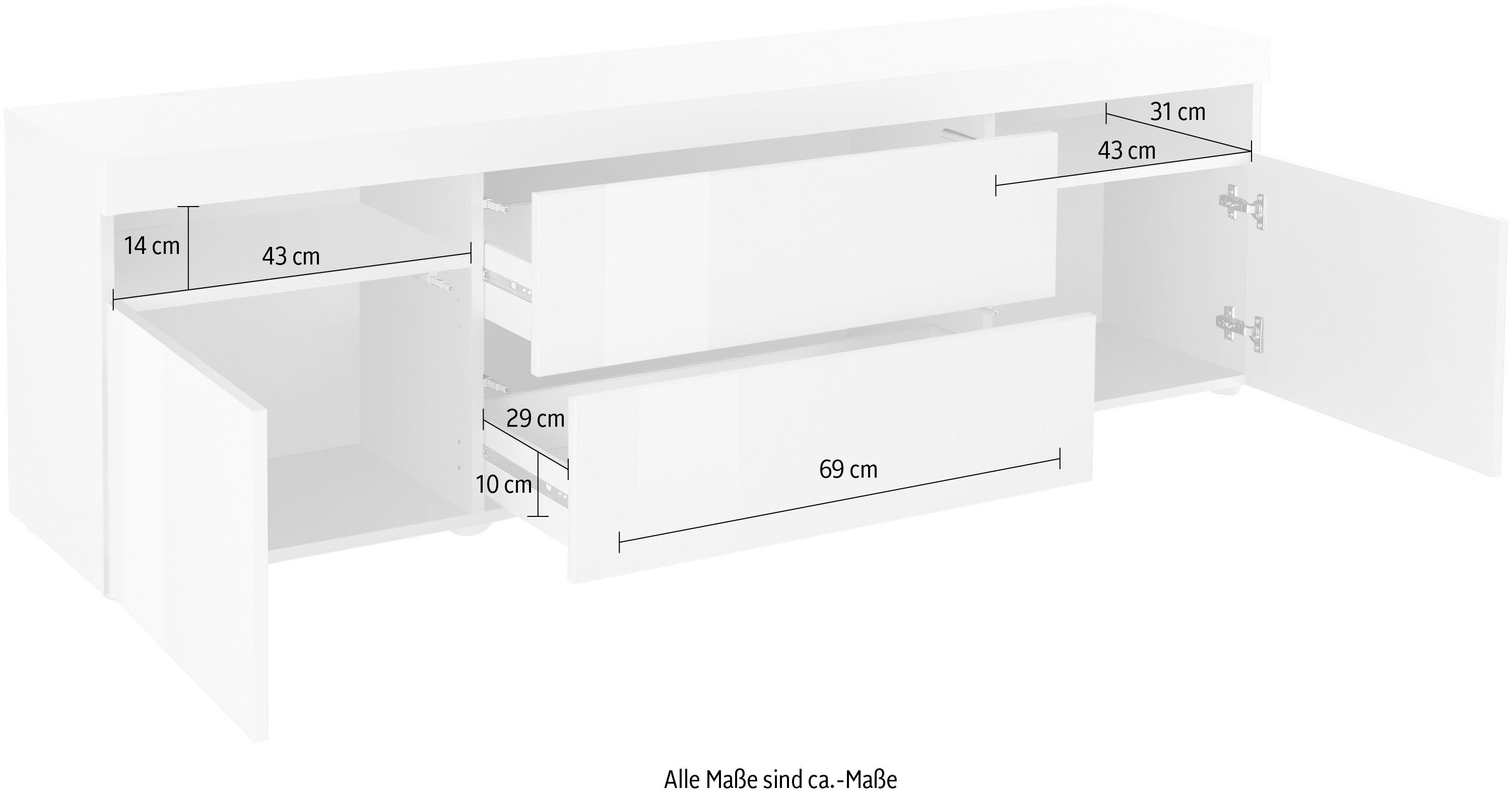 borchardt Möbel Tv-meubel Kaapstad Breedte 166 cm
