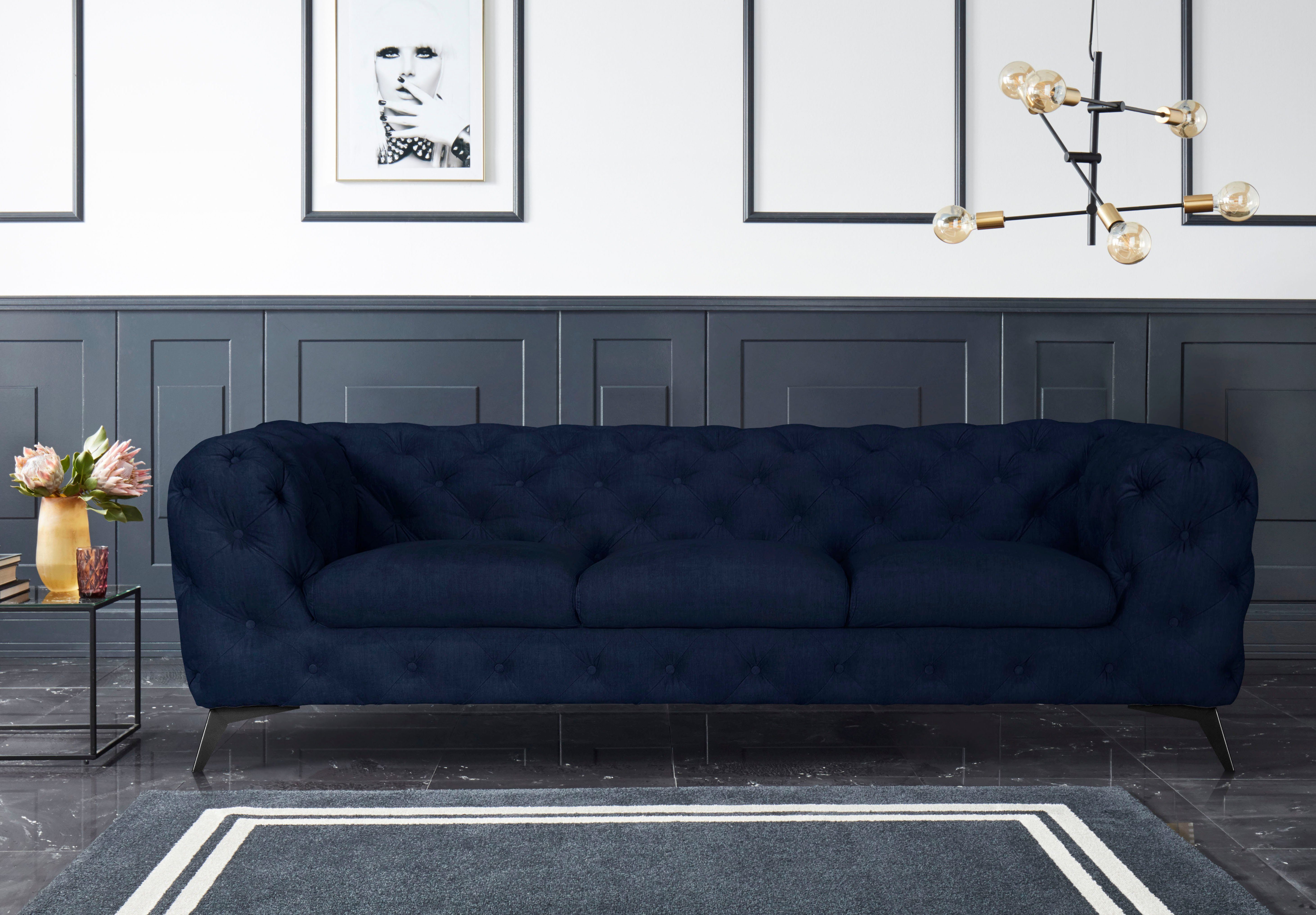 Leonique Chesterfield-bank Glynis luxueuze capitonnage, moderne chesterfield look, kleur van de poten ter keuze