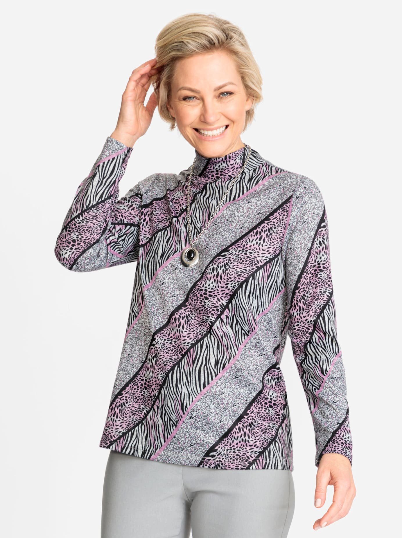 Classic Shirt met lange mouwen Wintershirt (1-delig) dames longsleeves maat 52 roze