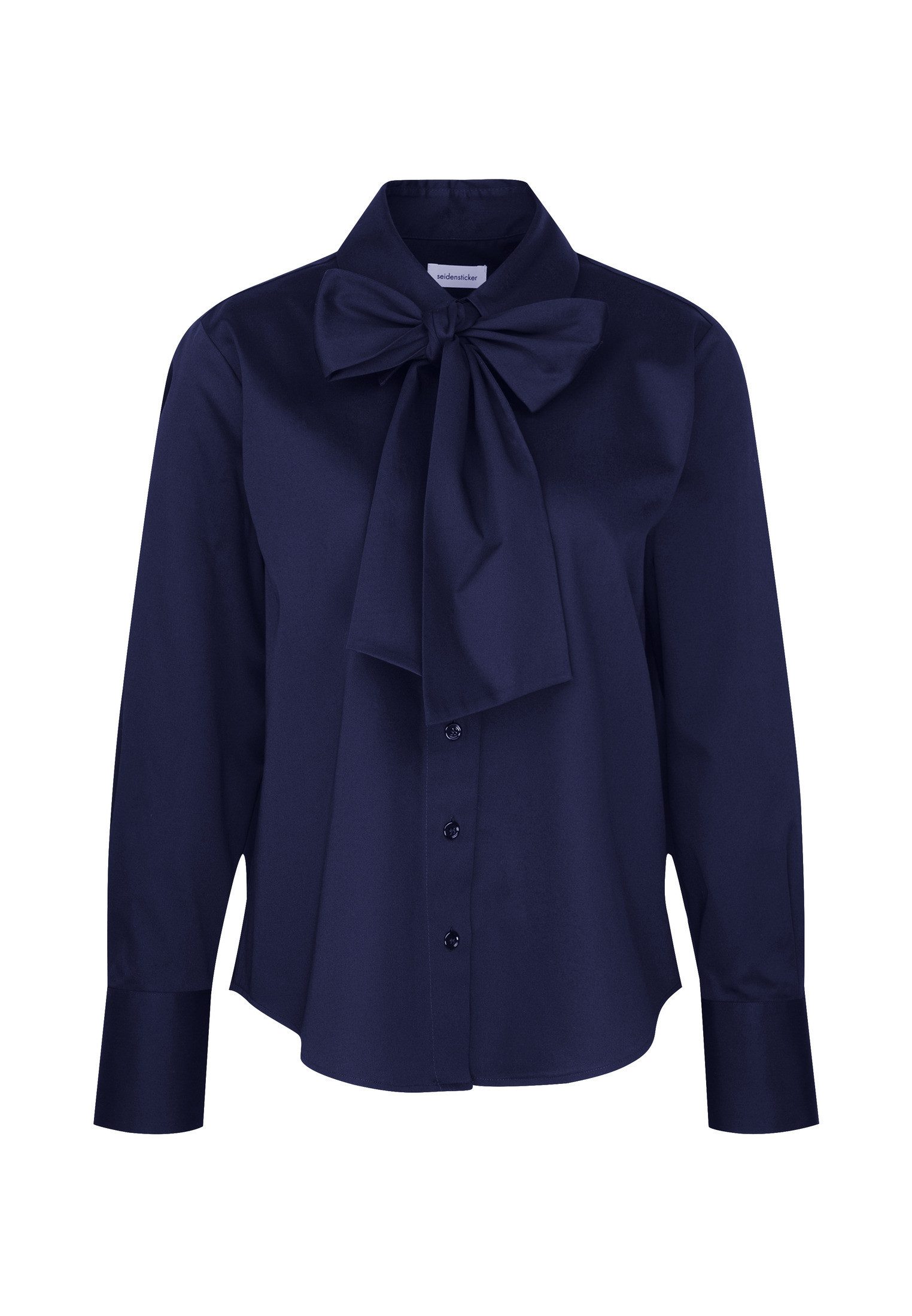 seidensticker Blouse met kraagstrik Zwarte roos Lange mouwen kraag uni