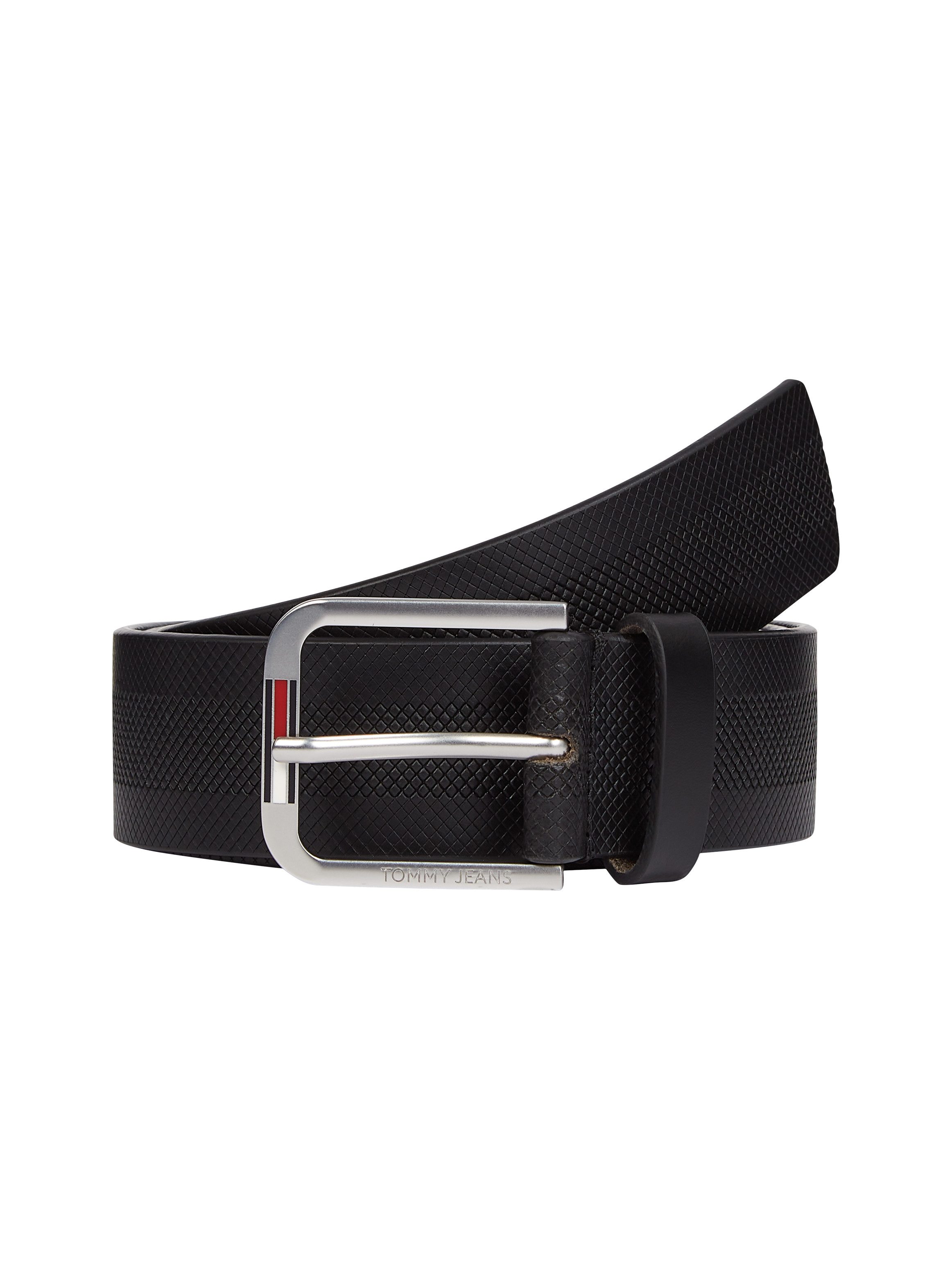 TOMMY JEANS Leren riem TJM AUSTIN 3.5 Eenvoudige pin sluiting met logo, zachte haptiek heren riemen maat 105 zwart