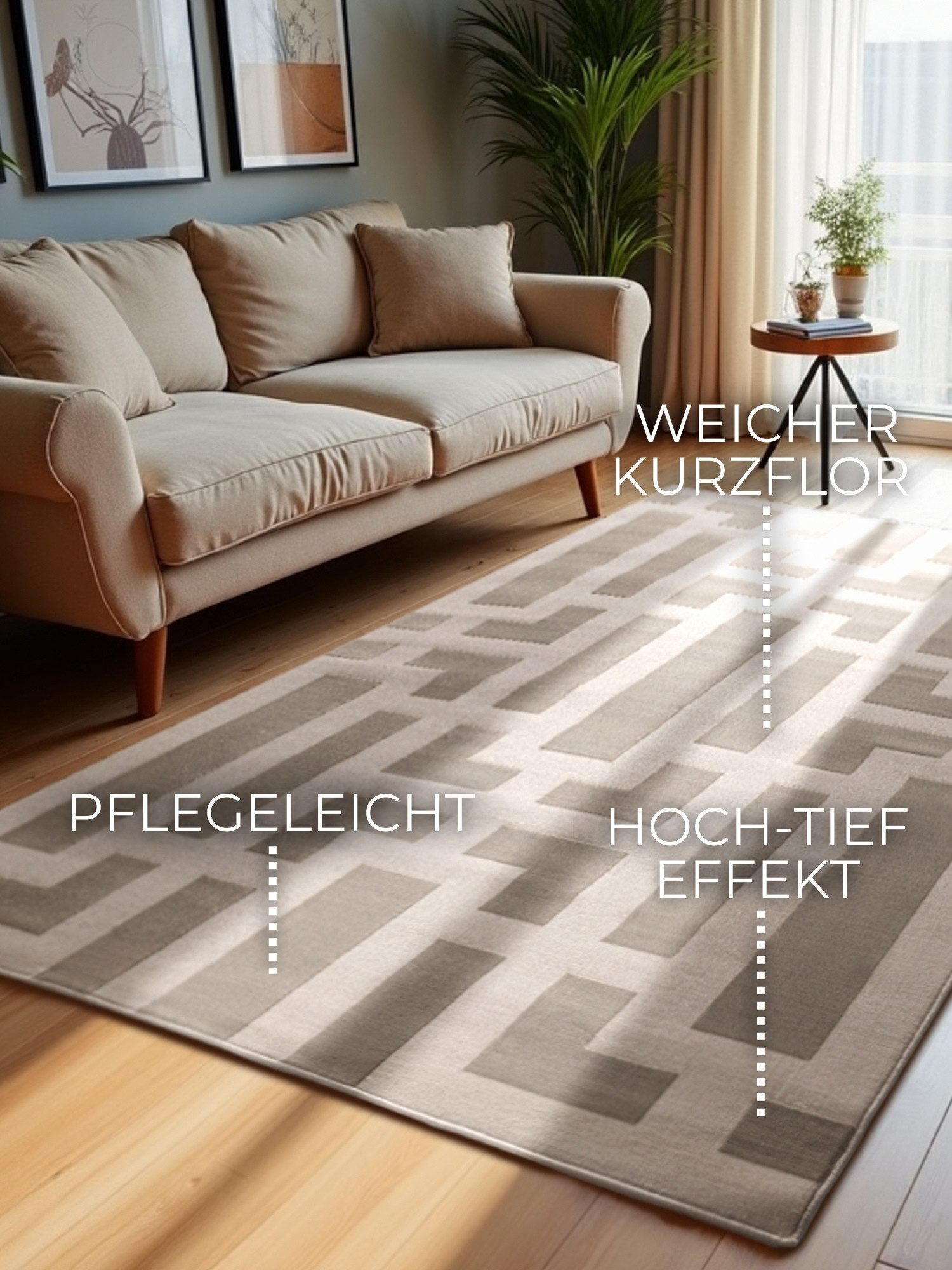 ELLE DECORATION Design-vloerkleed Onyx Woonkamer, slaapkamer, loper, hoog-laag effect, gang, glans