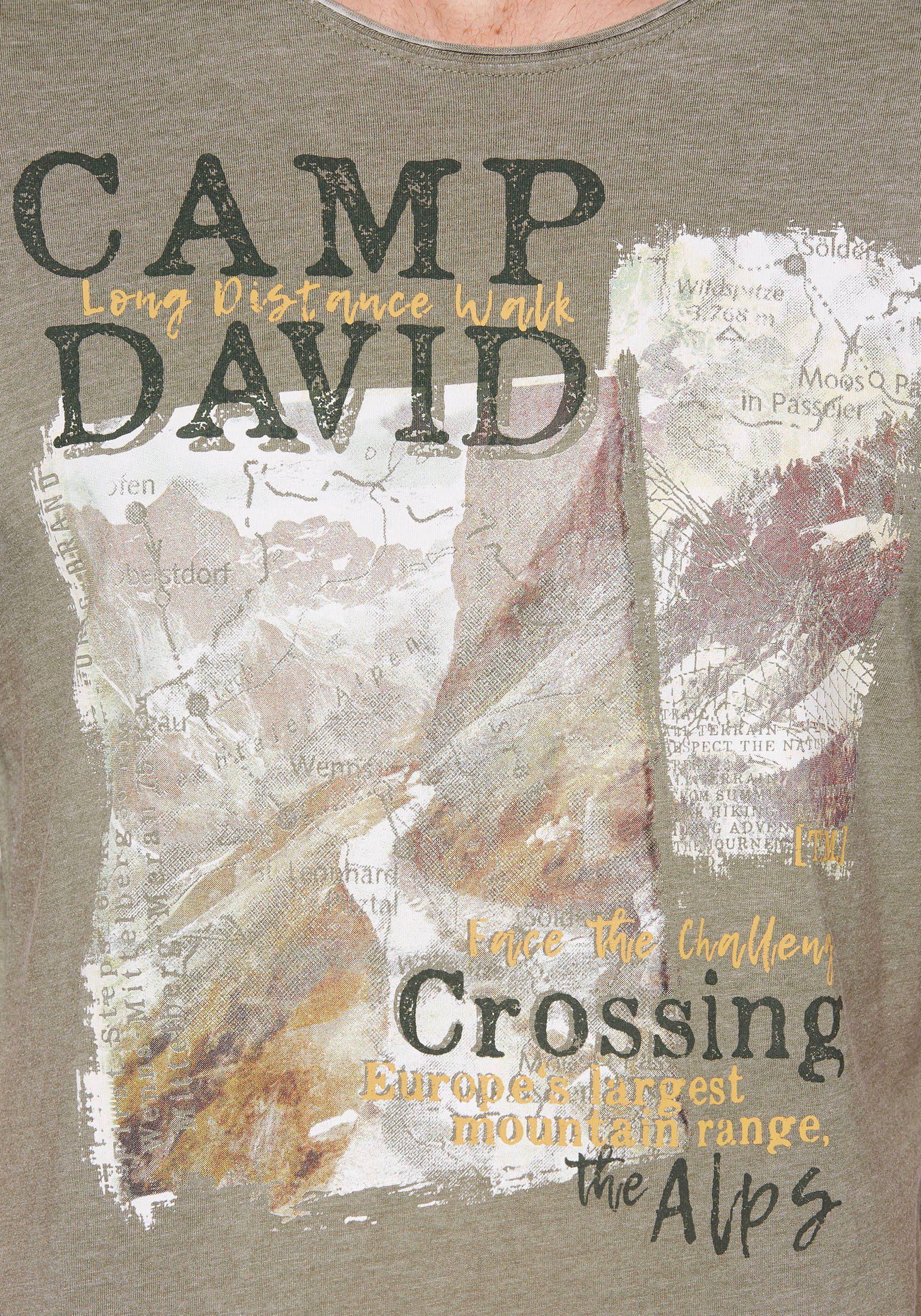 CAMP DAVID T-shirt met ongezoomde randen