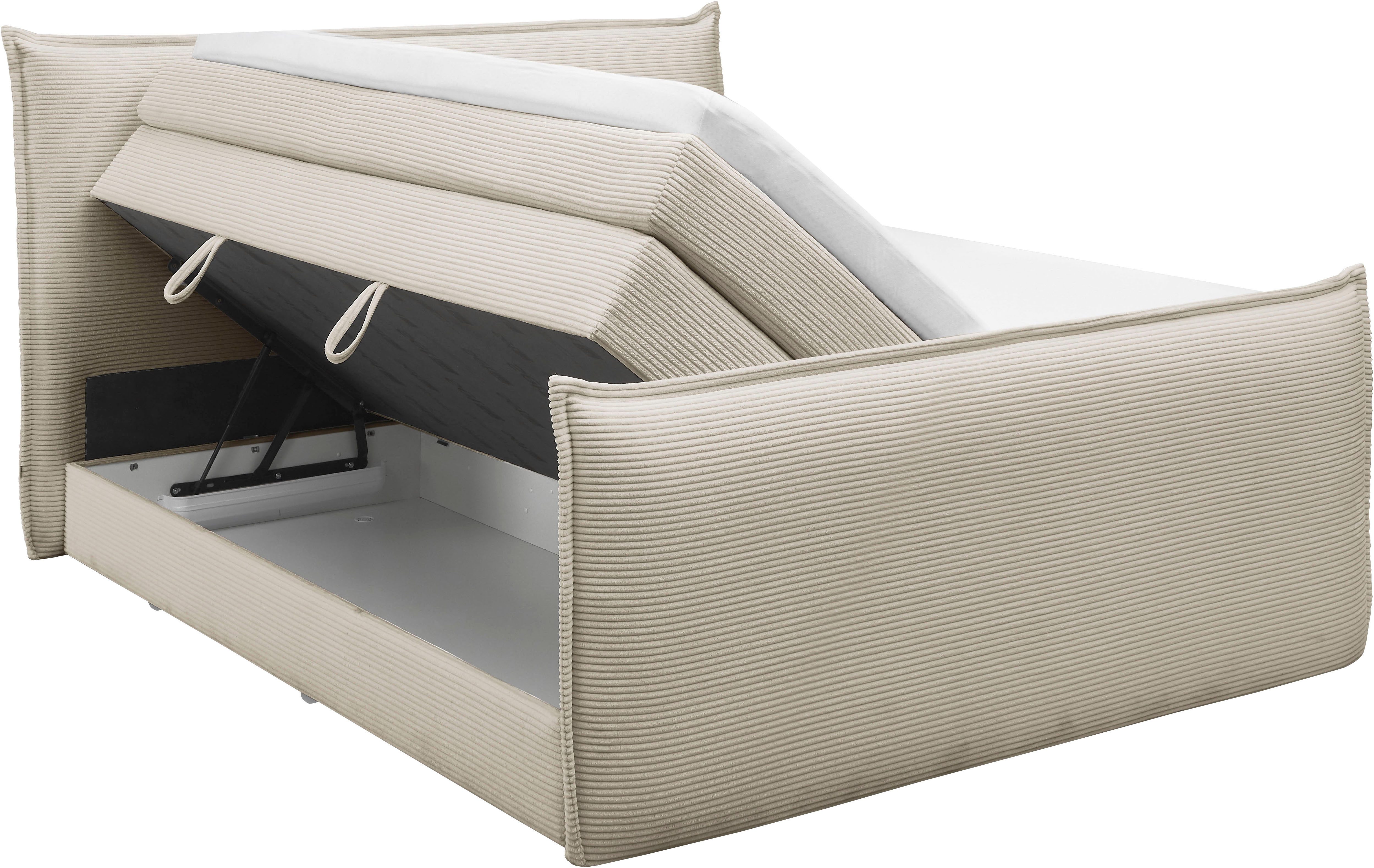 set one by Musterring Boxspring Florida in moderne cord bekleding, met bedlade, in 3 maten verkrijgbaar