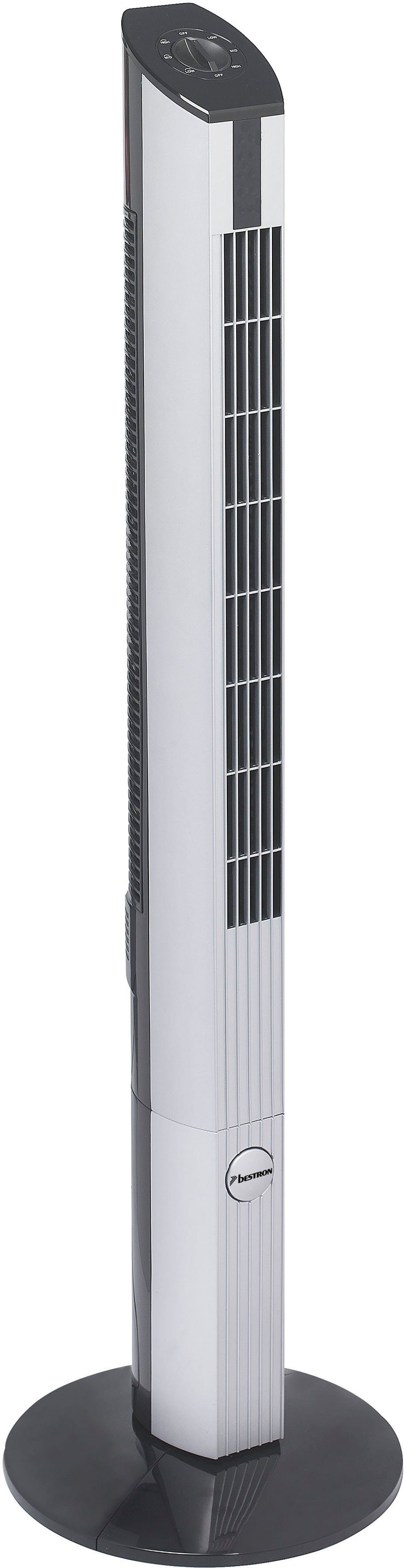 bestron torenventilator dft430 met draaifunctie, hoogte: 107 cm, 50 w, zwart-grijs zilver