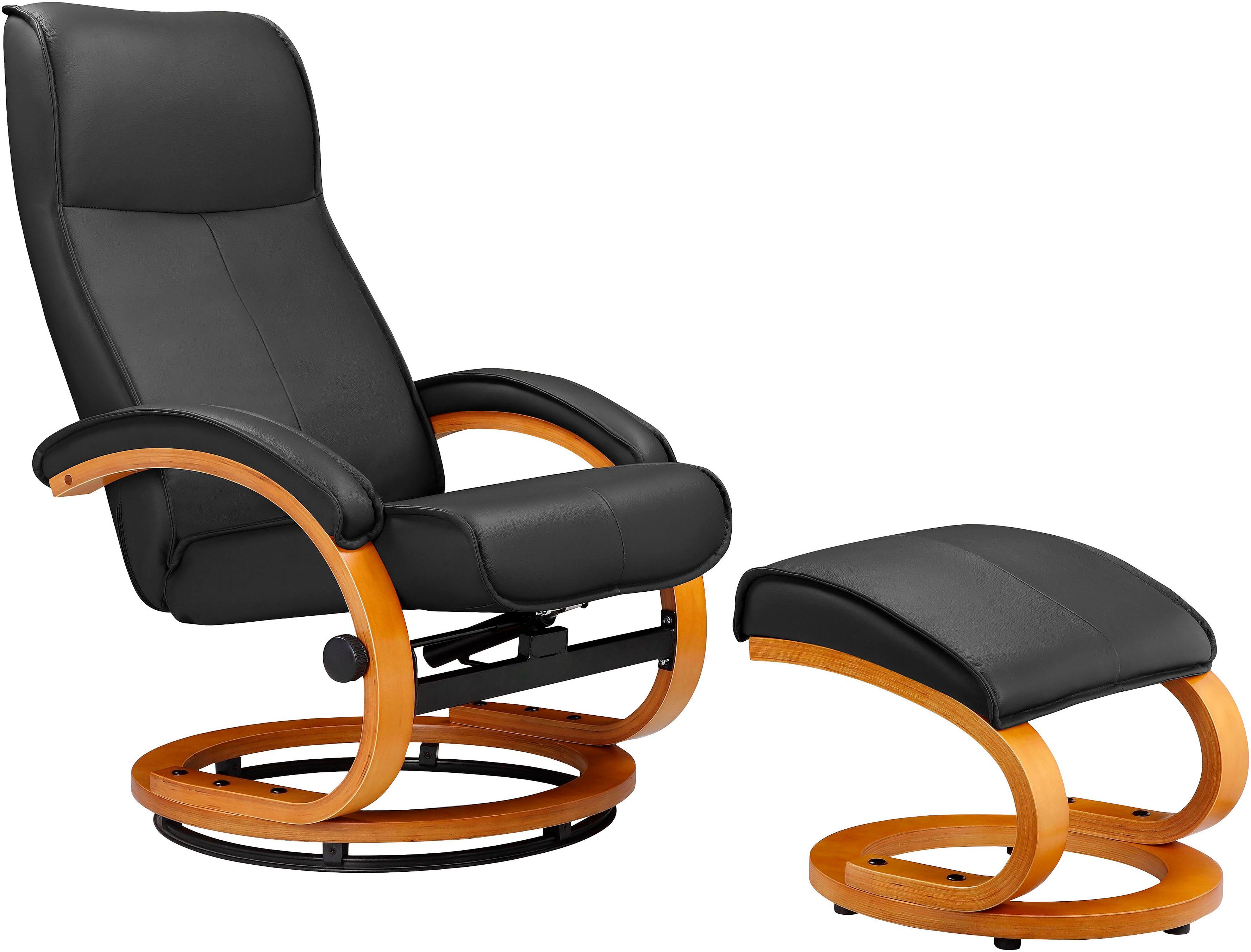 Home affaire Relaxfauteuil Paris, tv-stoel met poef en handmatige ligfunctie (set, 2 stuks)